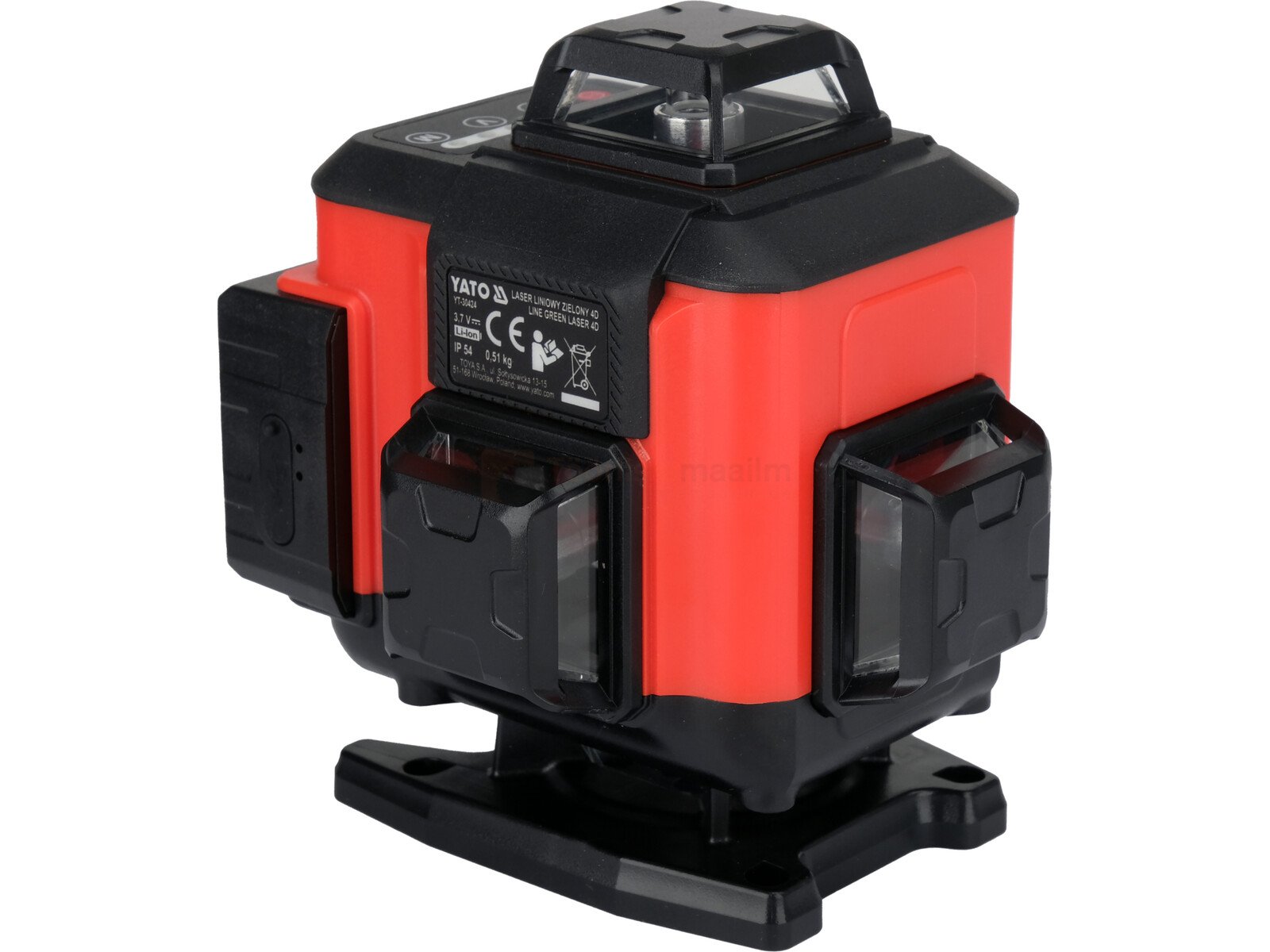 Pildil on YATO joonlaser 4D, mis kiirgab rohelist kiirt ja millel on maksimaalne tööulatus 30 meetrit.