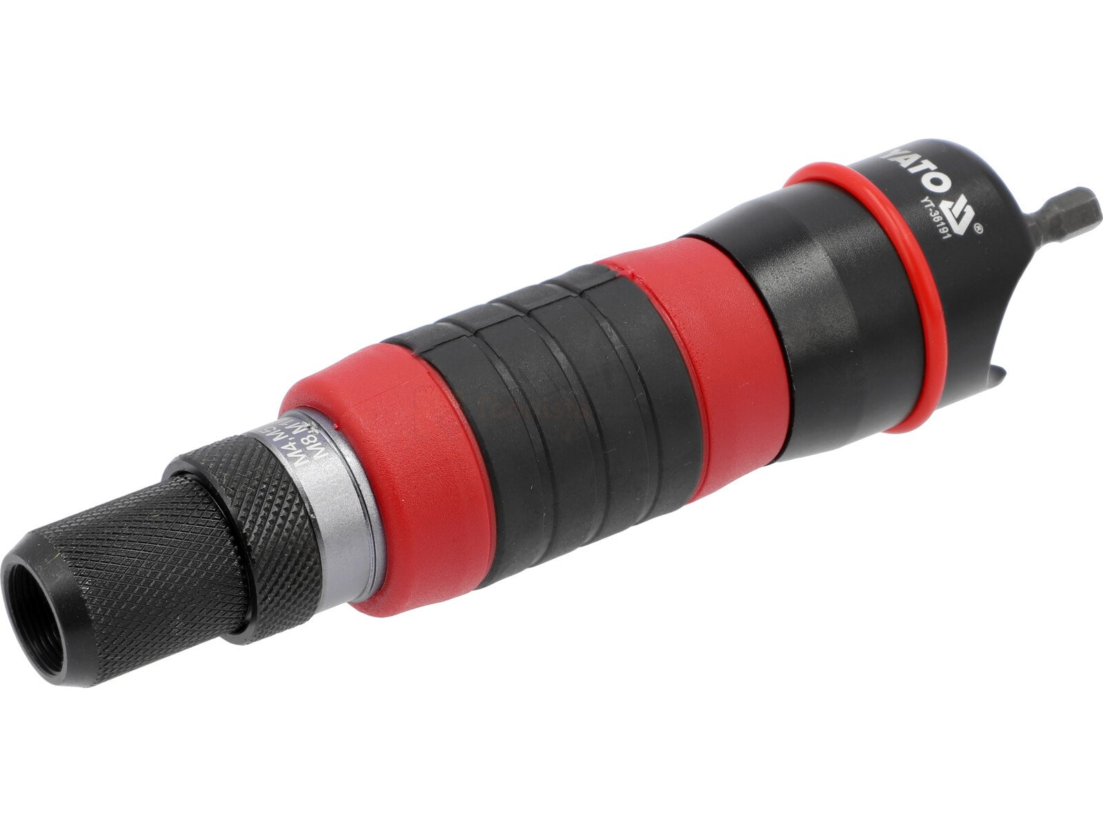 Pildil on Yato neetimisadapter trellile, mis on mõeldud 1/4" trellidele ja sobib M3-M10 neetmutritele.