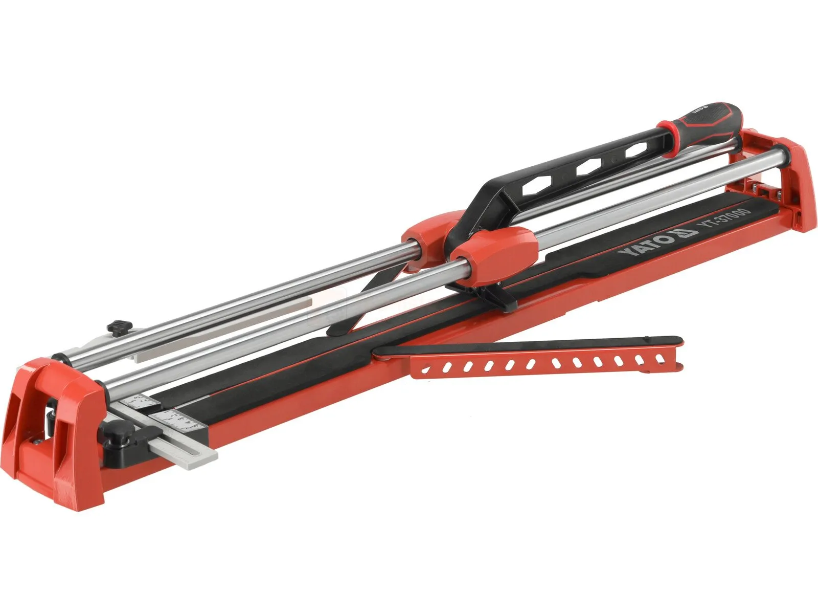 Pildil on punane Yato PROFESSIONAL TILE CUTTER 800 MM, mis on mõeldud plaatide lõikamiseks.