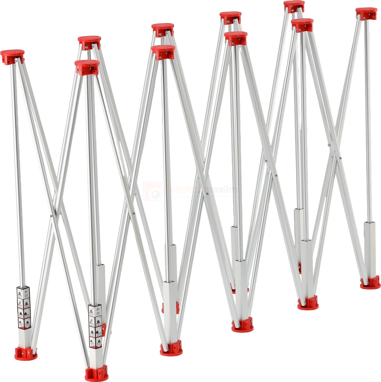 Pildil on näha YATO kokkupandav tööpink, millel on punaste otstega metallist jalad.