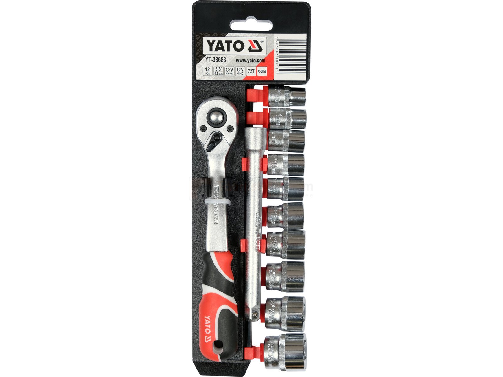 YATO padrunvõtme komplekt 3/8" 10-24 mm, 12-osaline