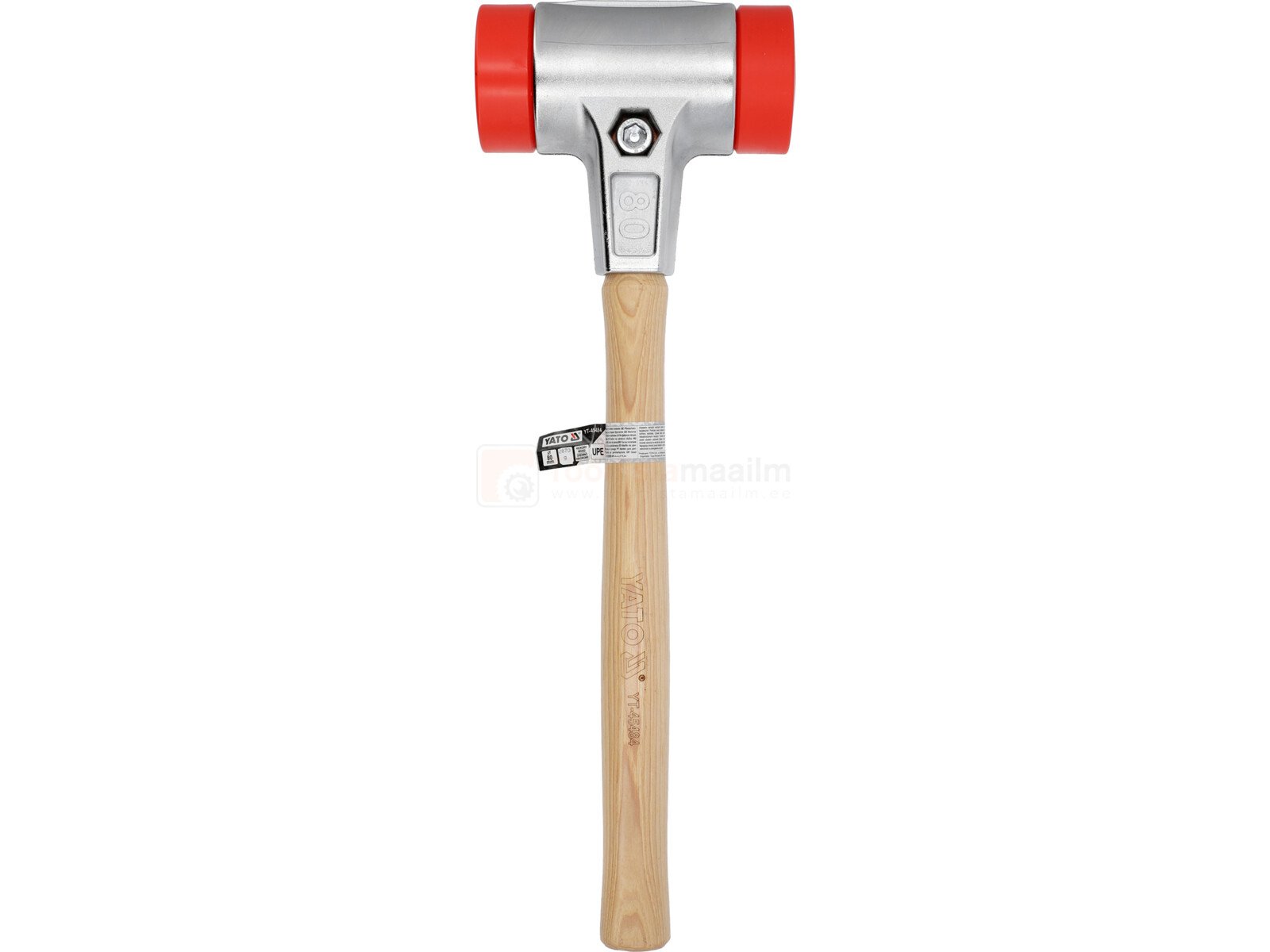 Pildil on Yato sillutise haamer punase otstega, puidust varrega ja metallist peaga.