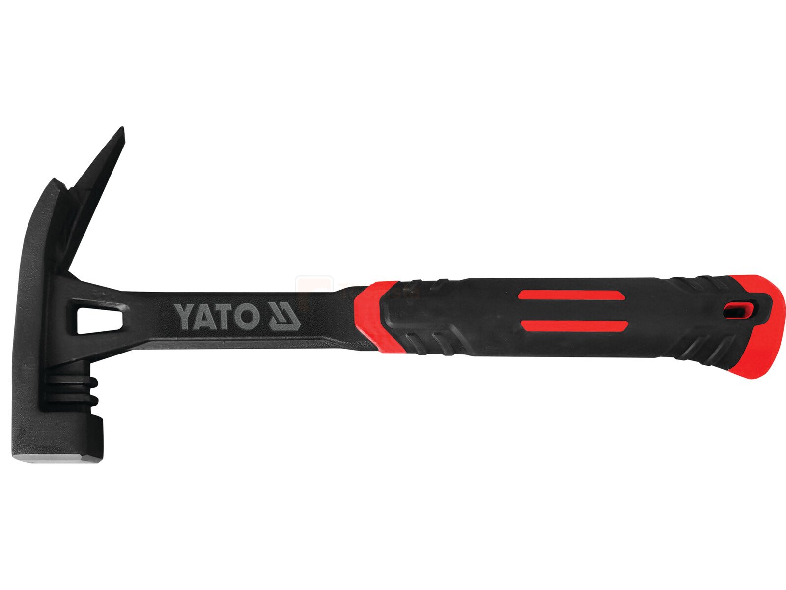 Pildil on YATO puusepa vasar, millel on must ja punane käepide ning vasara pea, mis sisaldab nii löögipinda kui ka küünte...