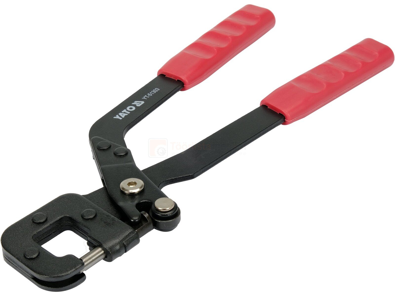 Pildil on YATO karkassitangid, millel on punaste käepidemetega metallist struktuur.