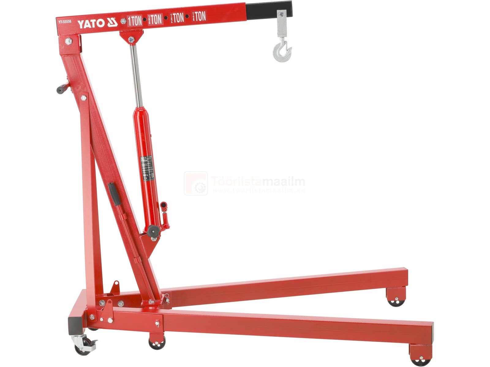 Pildil on punane YATO töökoja kraana, mille tõstevõime on 1000 kg.