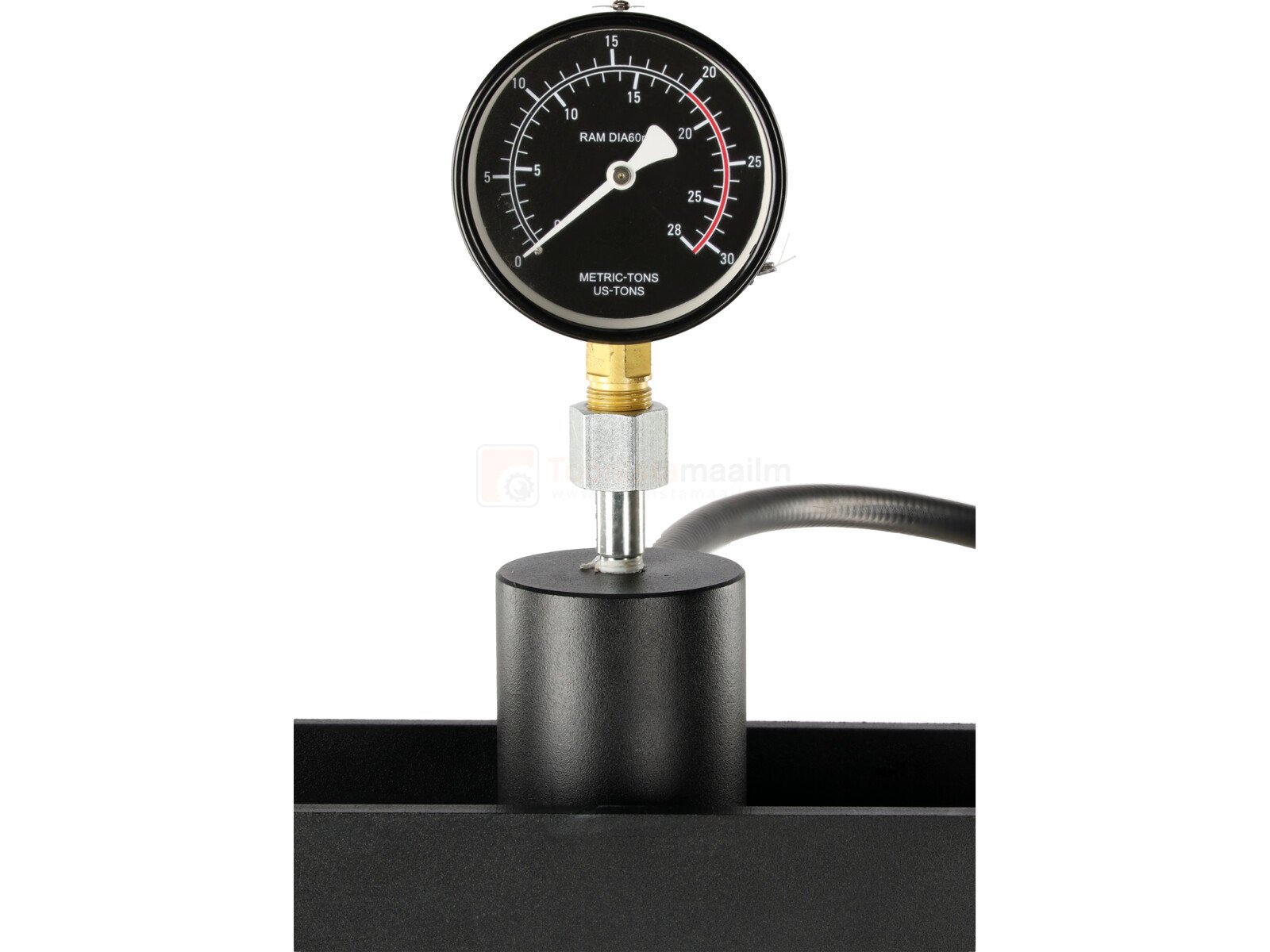 Pildil on Yato hüdraulilise keevitatud töökoda pressi rõhumõõtur.