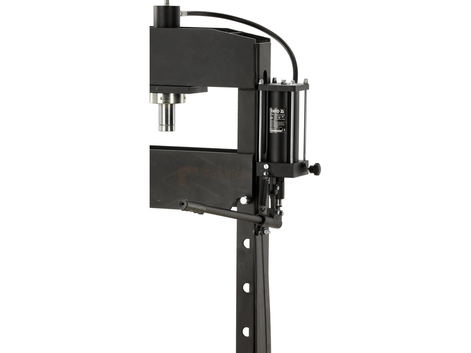 Pildil on must Yato hüdro-keevituspood, mis on varustatud surve silindri ja põrkega.