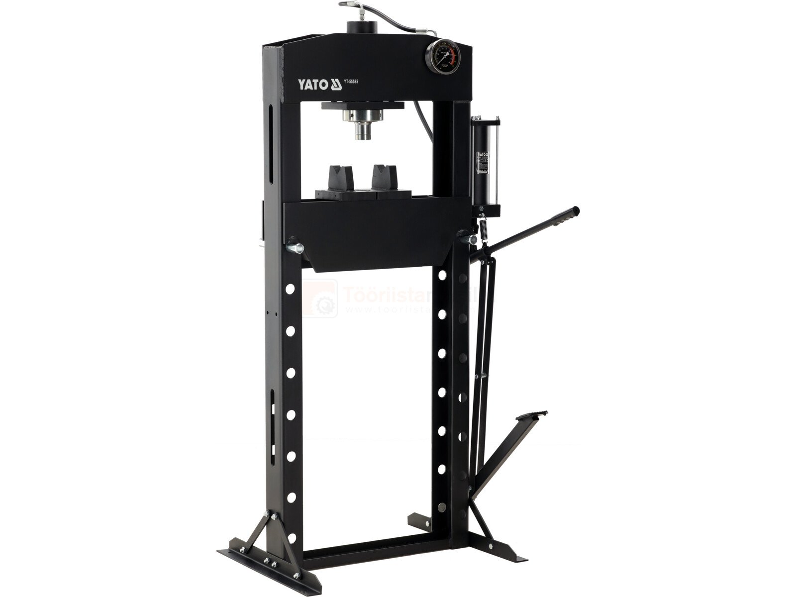 Pildil on musta värvi Yato hüdrauliline kokku keevitatud töökoda.