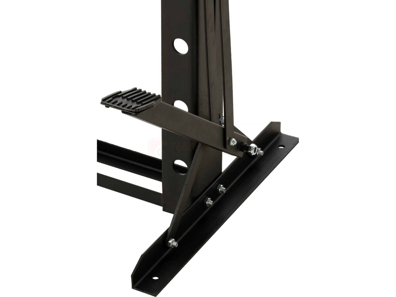 Pildil on detail Yato hüdraulilise keevisega töökoja pressist, kus on näha mehhanismi, mis aitab reguleerida pressi kõrgust.