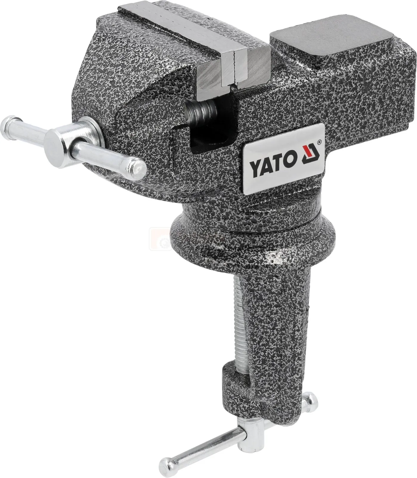 Тиски YATO 60 мм, с зажимным кронштейном и поворотным основанием