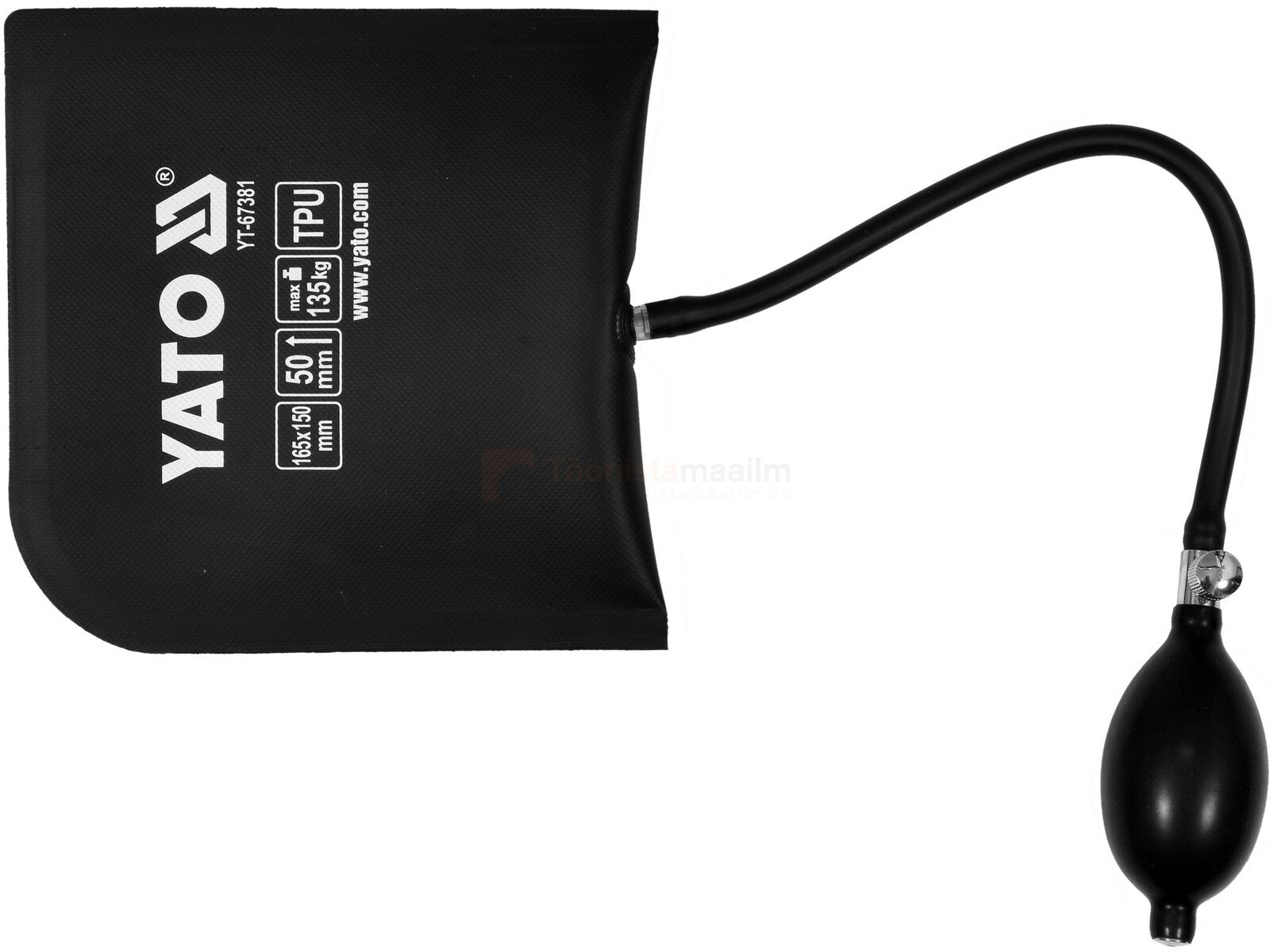 Pildil on must YATO montaažipadi, millel on must pump ja mis on mõeldud kuni 135 kg raskuse tõstmiseks.