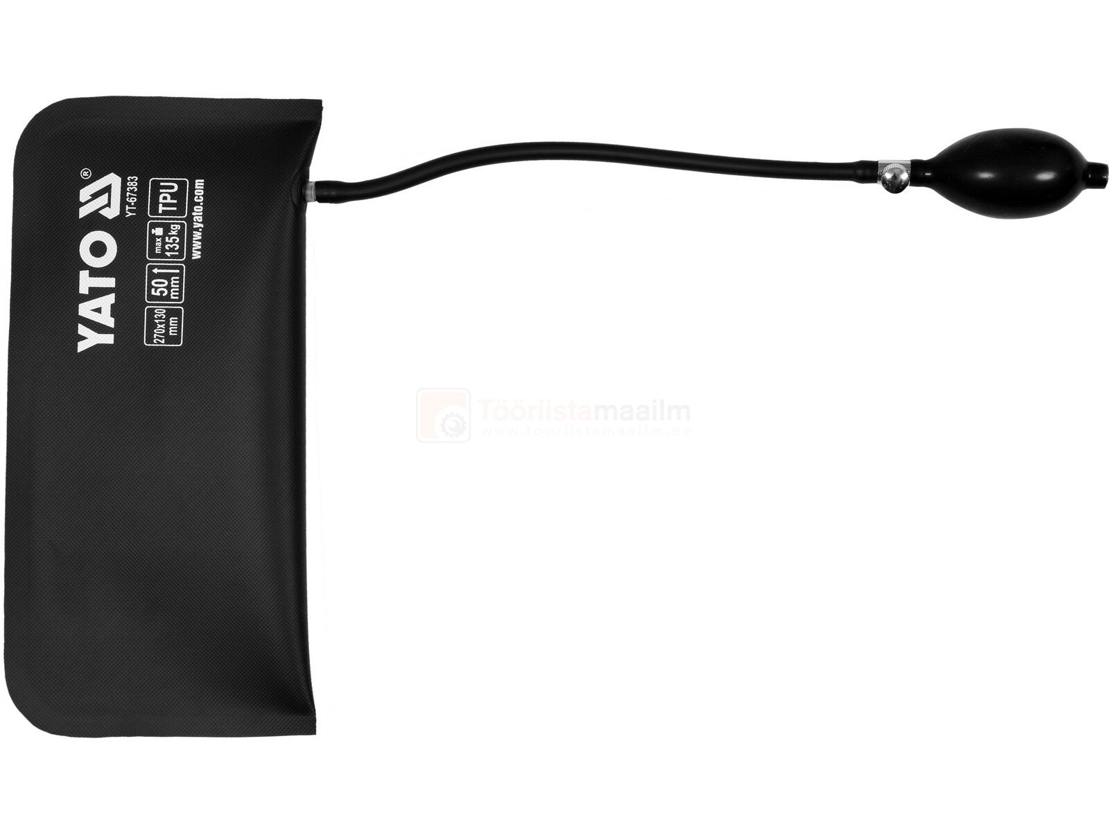 Pildil on YATO montaažipadi, mille mõõtmed on 270 x 130 mm ja maksimaalne kandevõime 135 kg, koos pumbaga.