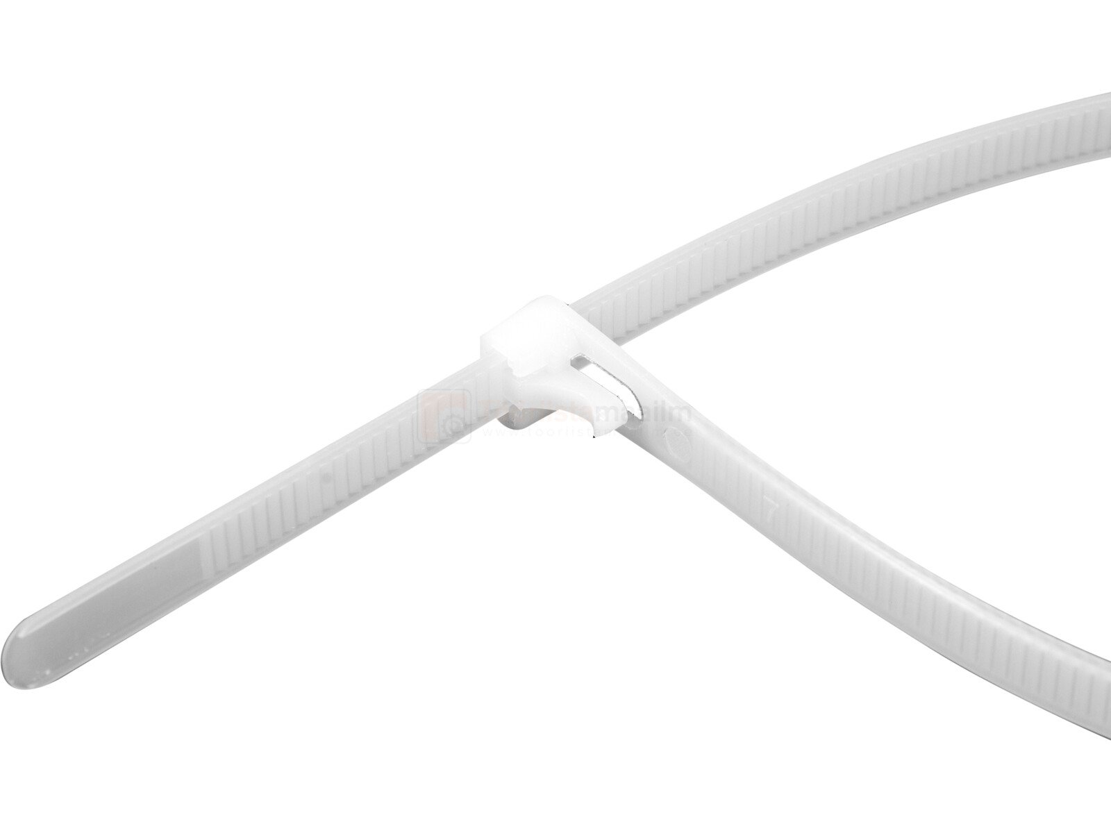 Pildil on näha valge Yato kaablisideme detail, mis on osa 7,6x250mm suuruses 50 tk pakendis olevast tootest.