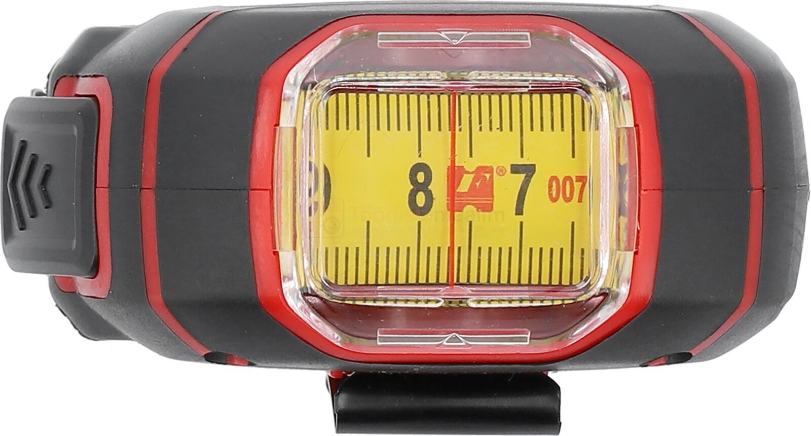 Pildil on Yato mõõdulint, millel on selgelt nähtav mõõdulindi näit, mis näitab 8 tolli ja 7/16 tolli.