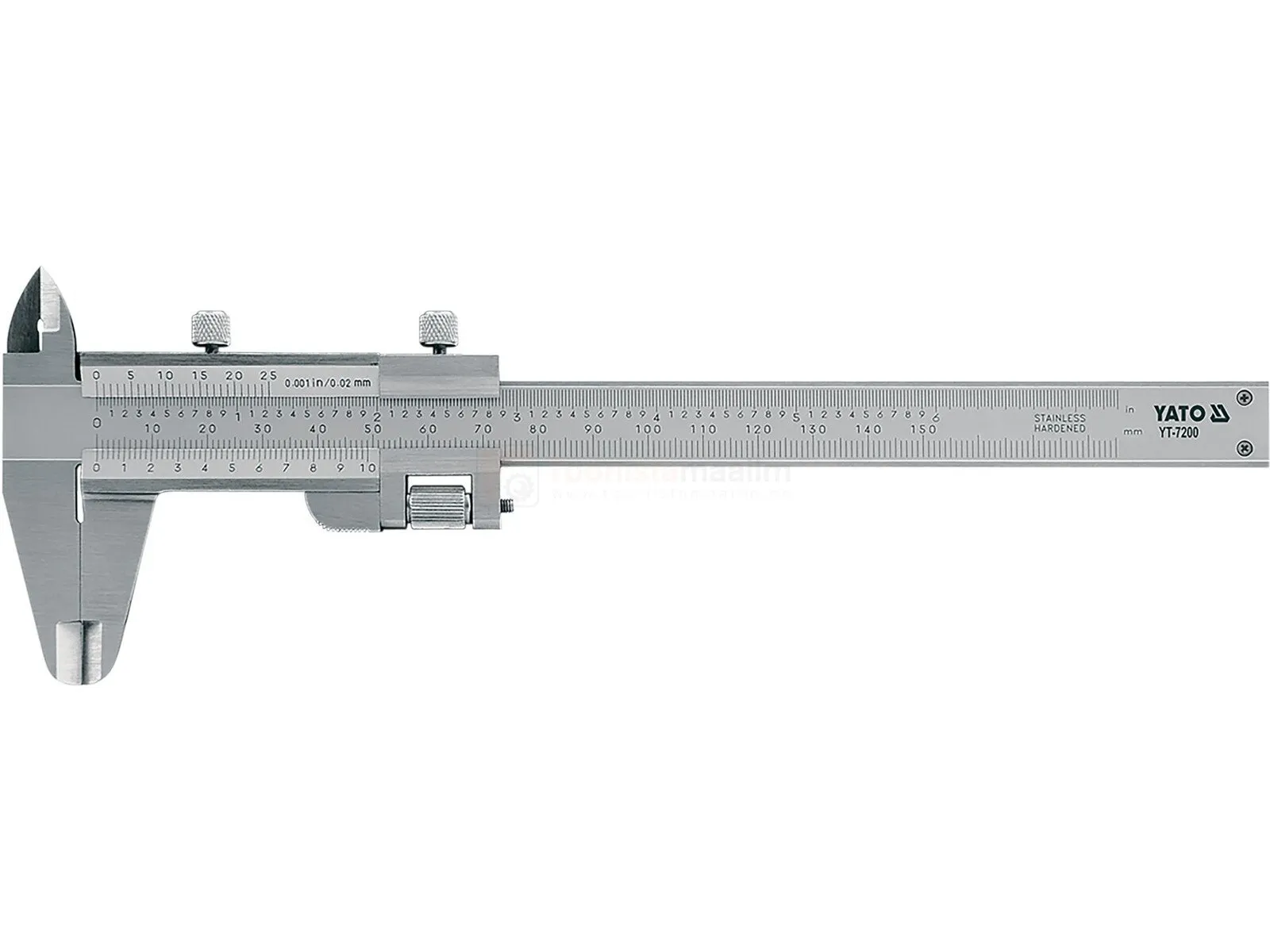 Pildil on Yato vernier caliper /INOX/ 0-150MM/0.02MM, mis on mõõteriist, mida kasutatakse täpsete mõõtmete mõõtmiseks.