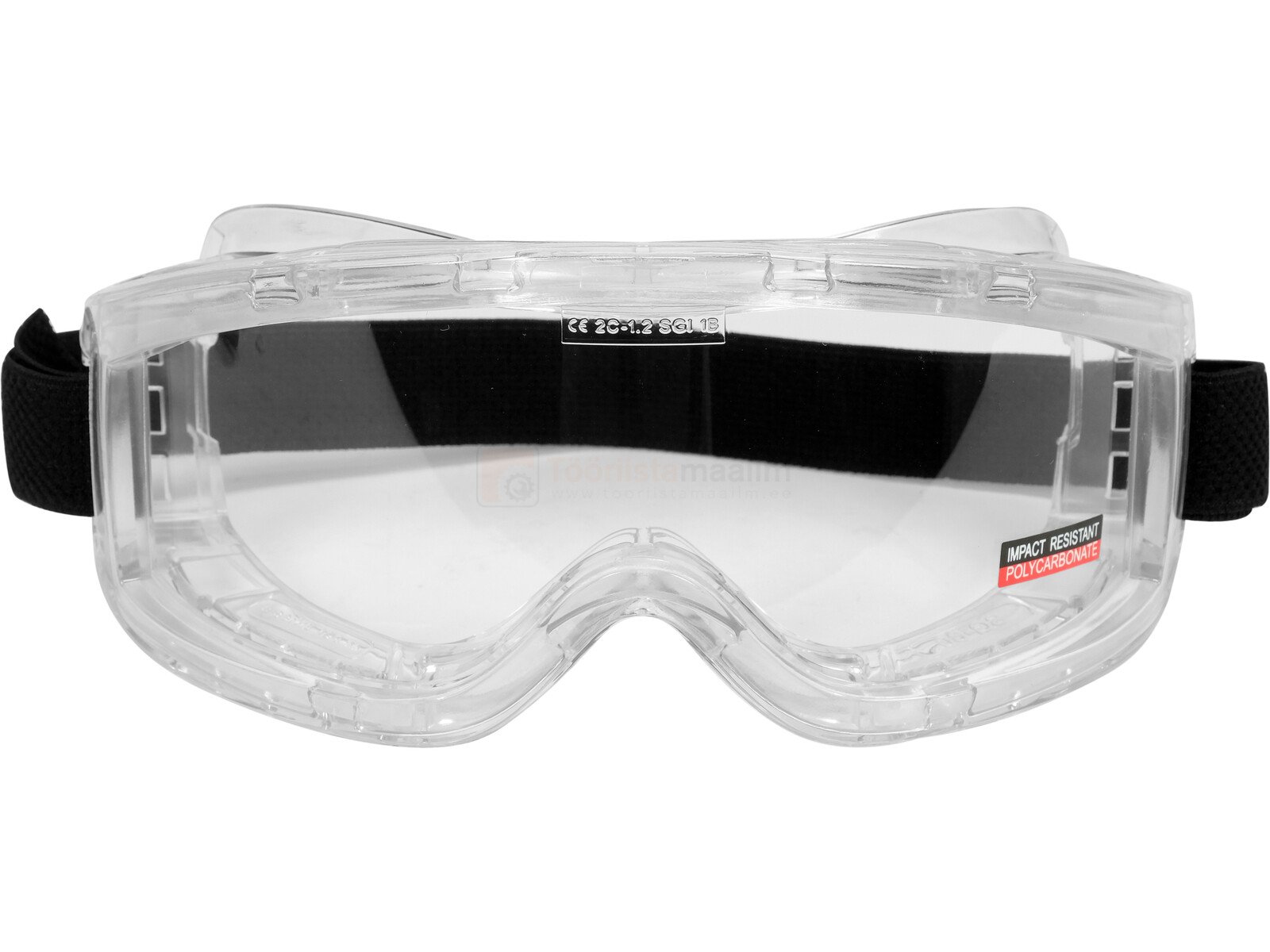 Pildil on YATO rihmaga kaitseprillid YT-7382, millel on selge klaas ja must rihm.