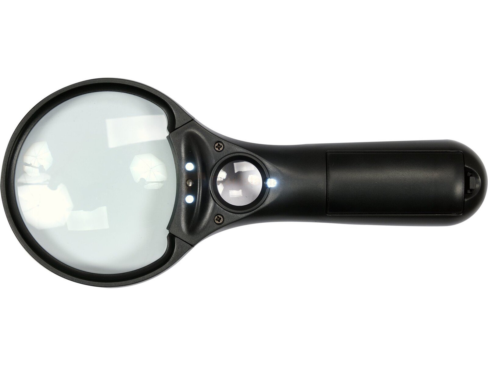 Pildil on YATO luup 3X/45X LED valgustiga, millel on suur luubiklaas ja käepide.