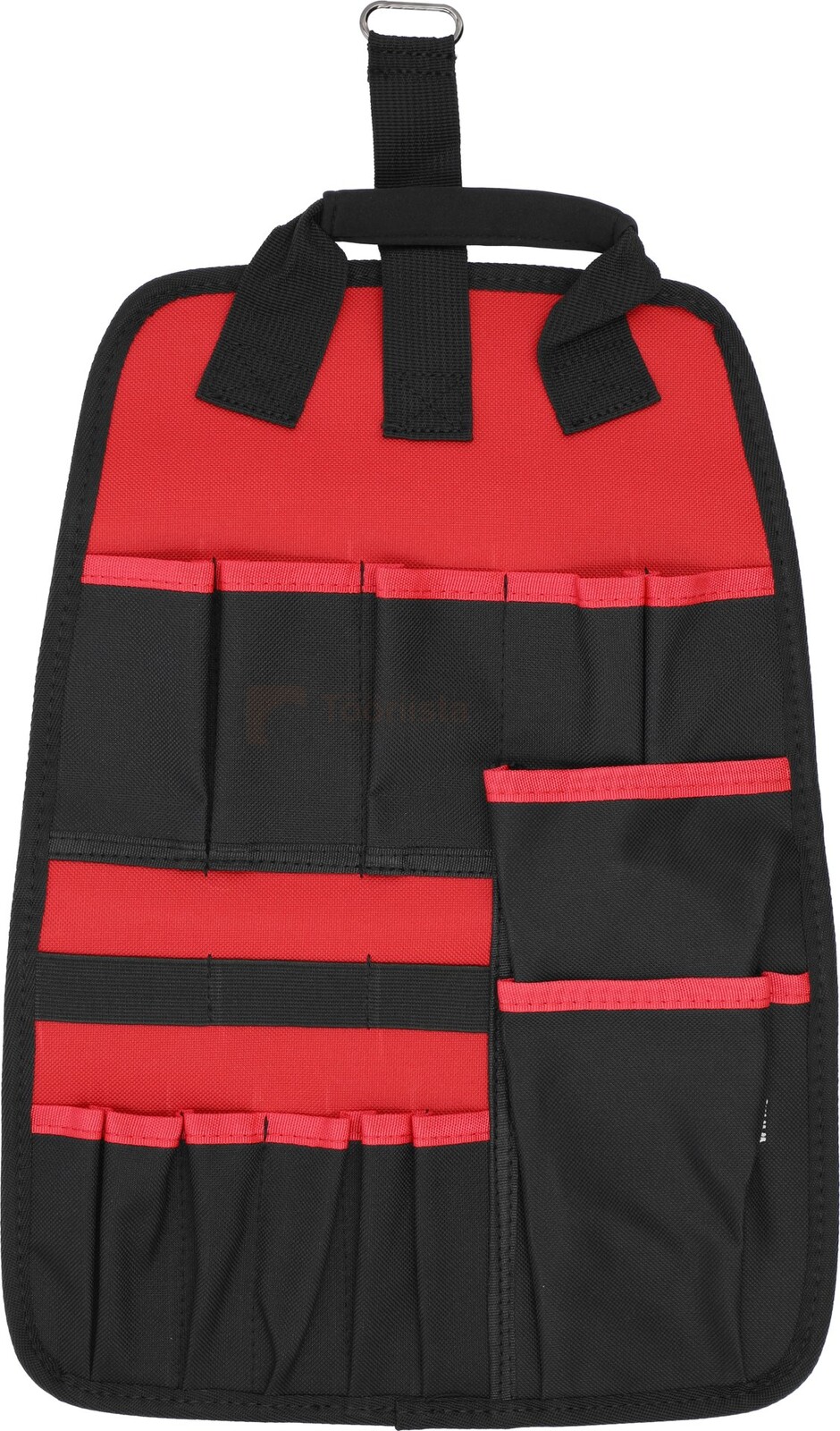 Pildil on YATO tööriistade hoiustamiseks mõeldud seljakott, millel on palju taskuid.