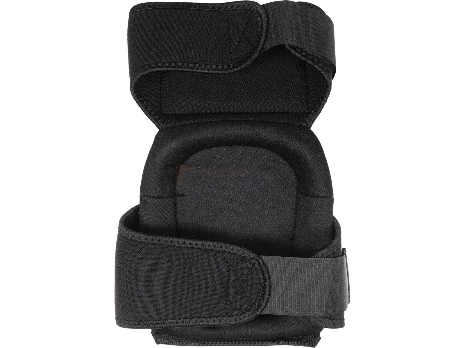 Pildil on mustad Yato geeltäidisega põlvekaitsmed, millel on kinnitusrihmad.