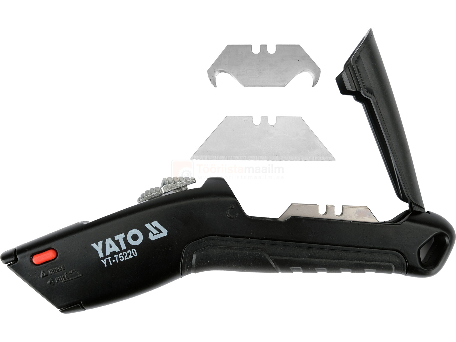 Pildil on must YATO universaalnuga, millel on avatud tera vahetuskoht ja kaks erinevat tera.