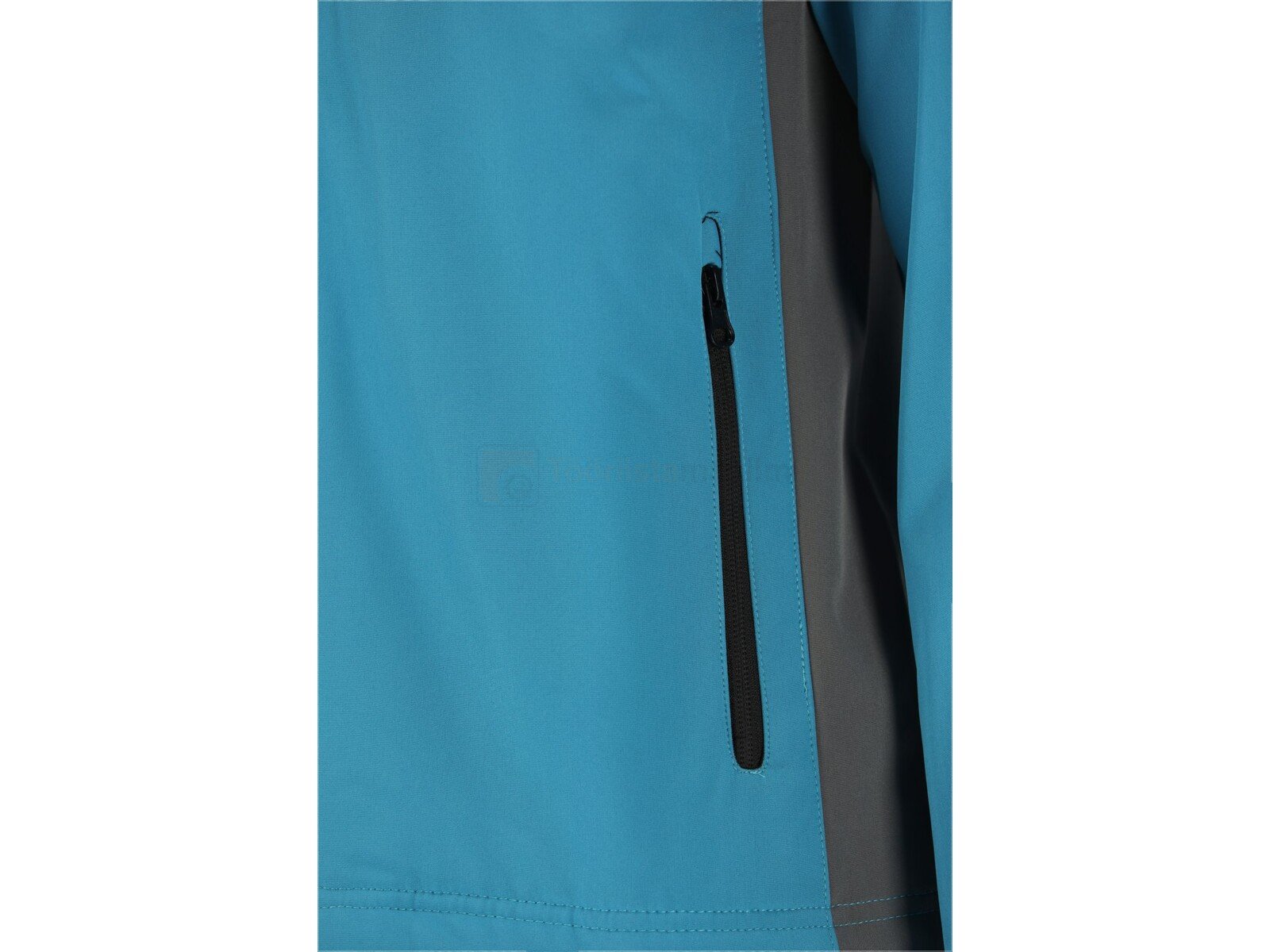 Pildil on näha Yato softshell-jope STRATUS, suurus XL, millel on sinine esikülg ja musta lukuga tasku.