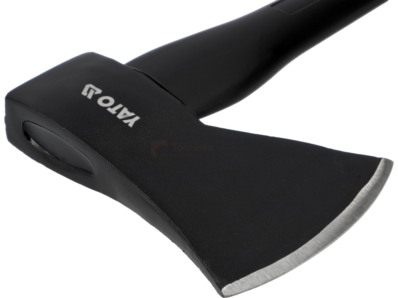 Pildil on musta värvi YATO kirves, millel on klaasfiibrist käepide.