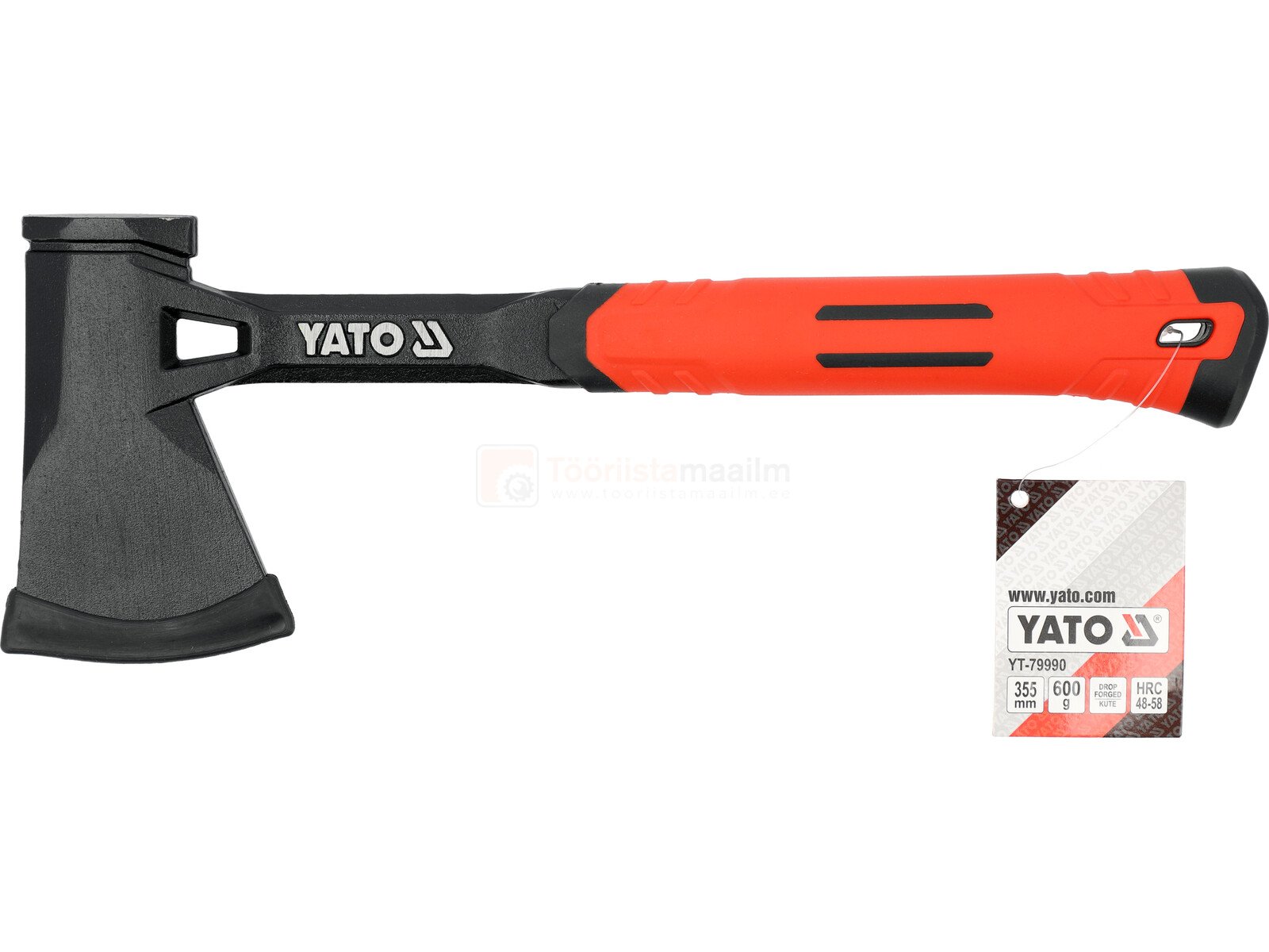Pildil on Yato monoblokk kirves 600 g, millel on must pea, punane käepide ja valge sildike.