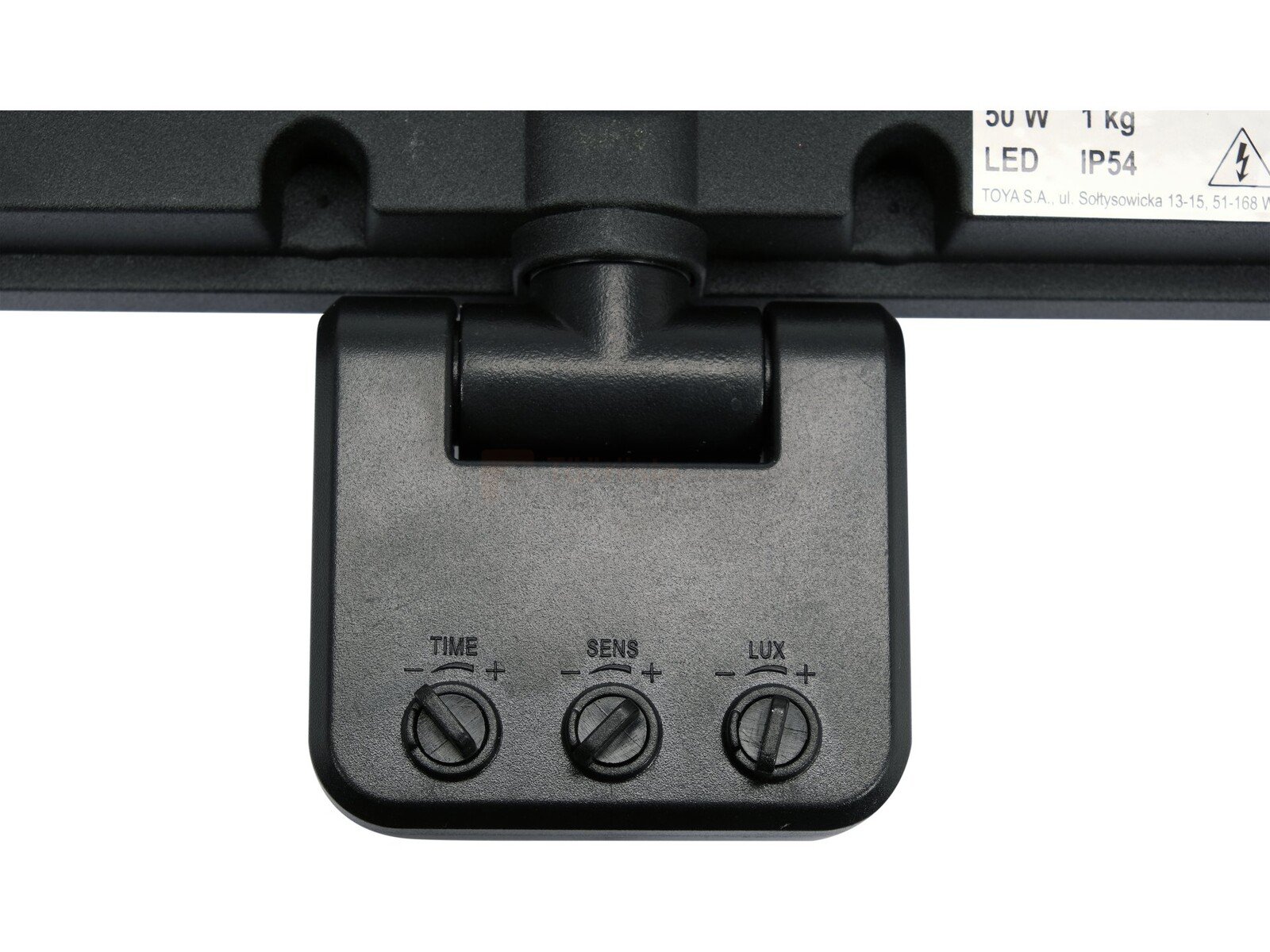 Pildil on YATO LED prožektori sensor, millel on reguleerimisnupud aja, tundlikkuse ja valgustuse taseme jaoks.