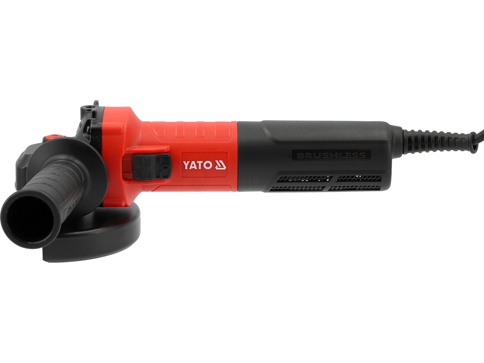 Pildil on Yato nurklihvija, millel on punane ja must korpus, küljel käepide ja kaitsekate.