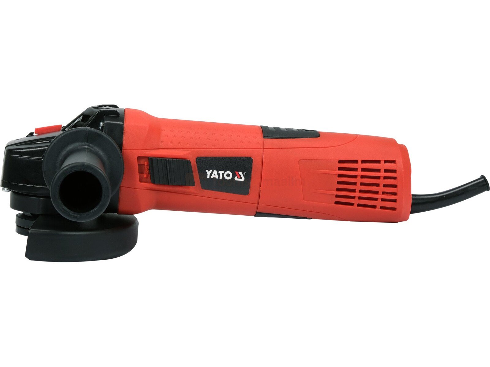 Pildil on punane Yato nurklihvija, millel on must käepide ja ketas.