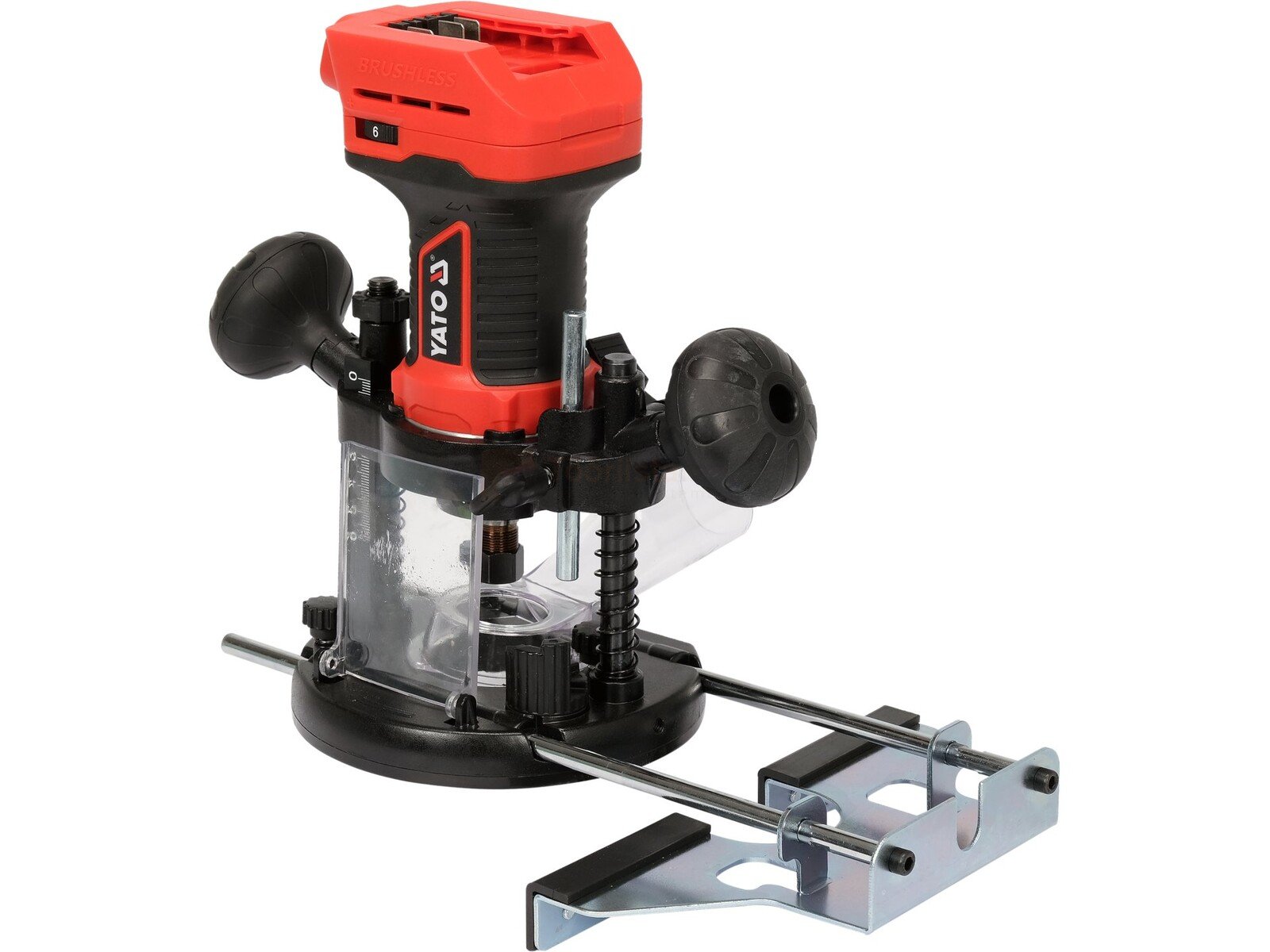 Pildil on Yato akutoitel ülafrees, millel on näha tööriista korpus, käepidemed, läbipaistev kaitse ja külge kinnitatud...