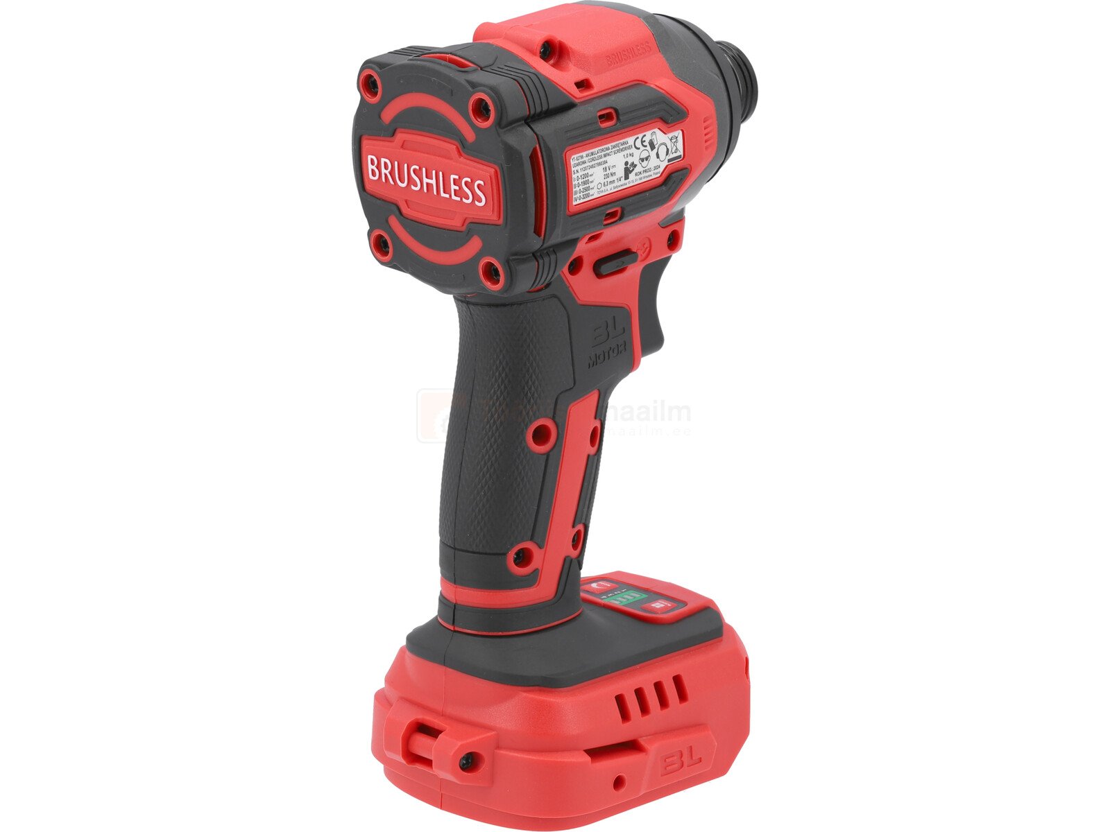 Pildil on YATO akulöökkruvikeeraja, millel on kirjas "BRUSHLESS" ja mis on ilma aku ja laadijata.