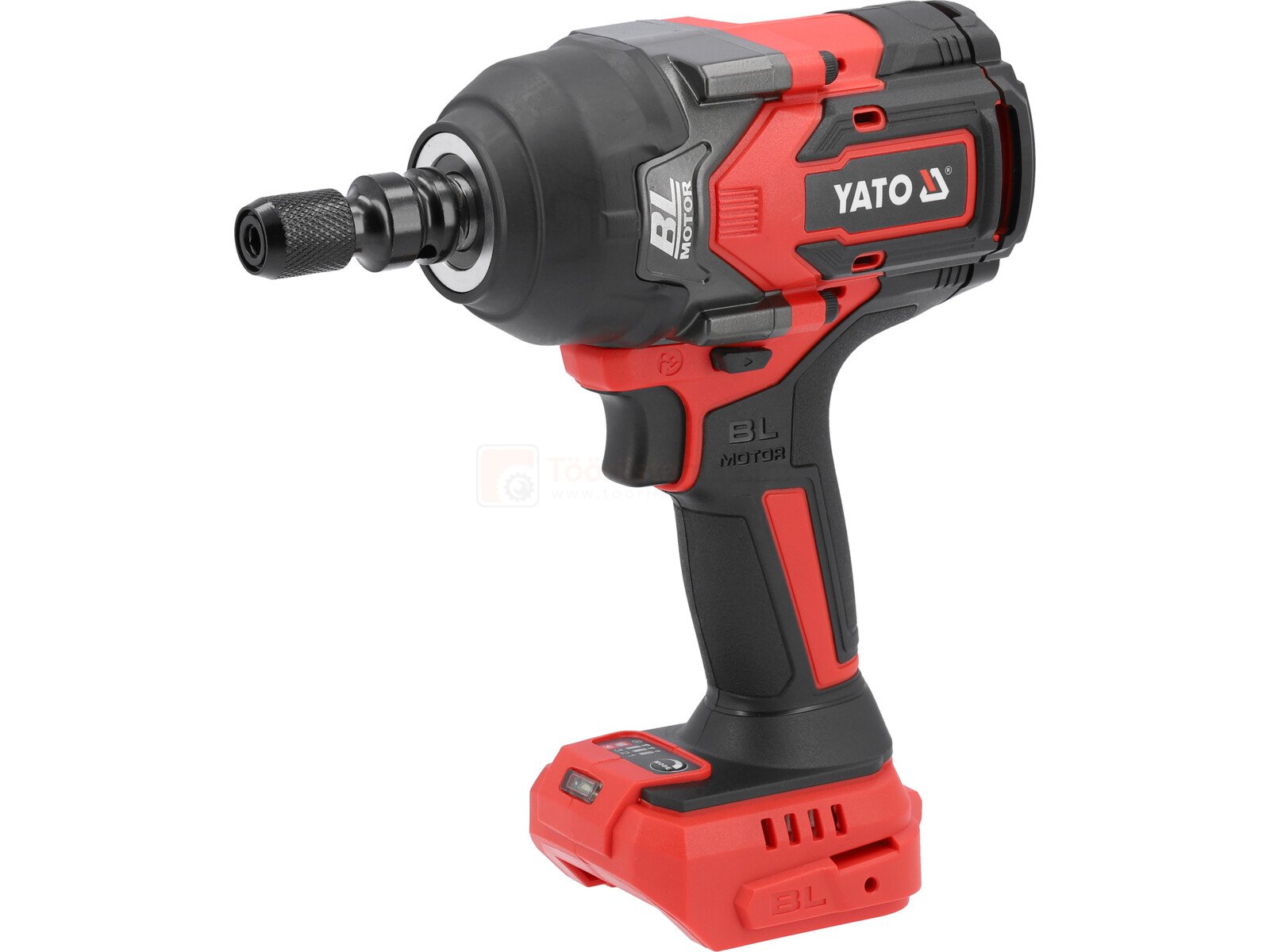 Pildil on Yato kaubamärgi 18V löökkruvikeeraja, millel on 1/2'' kinnitus ja 1200 Nm pöördemoment, nähtav ainult tööriista...