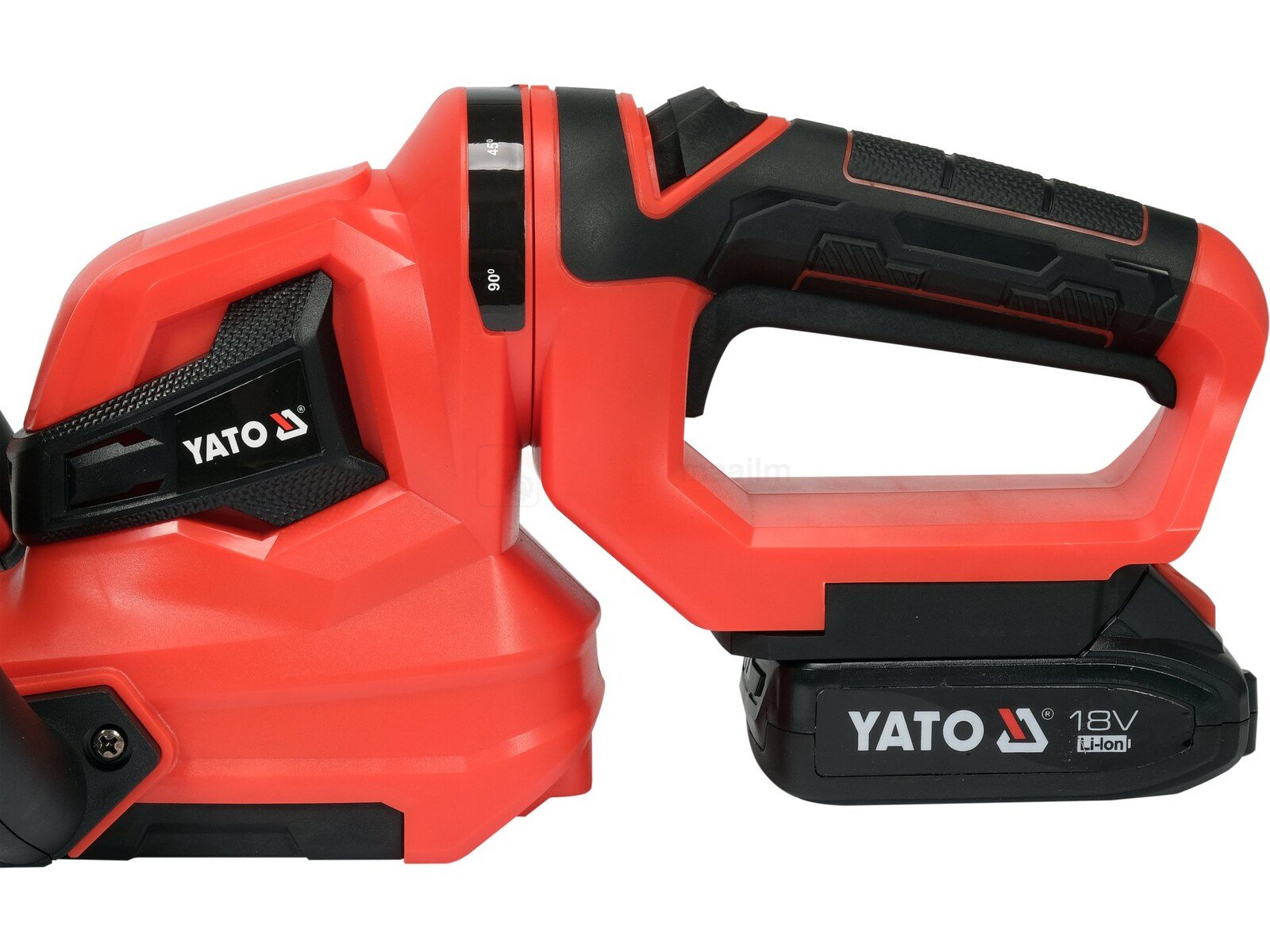 Pildil on punane Yato 18V 55cm hekilõikur koos akuga.