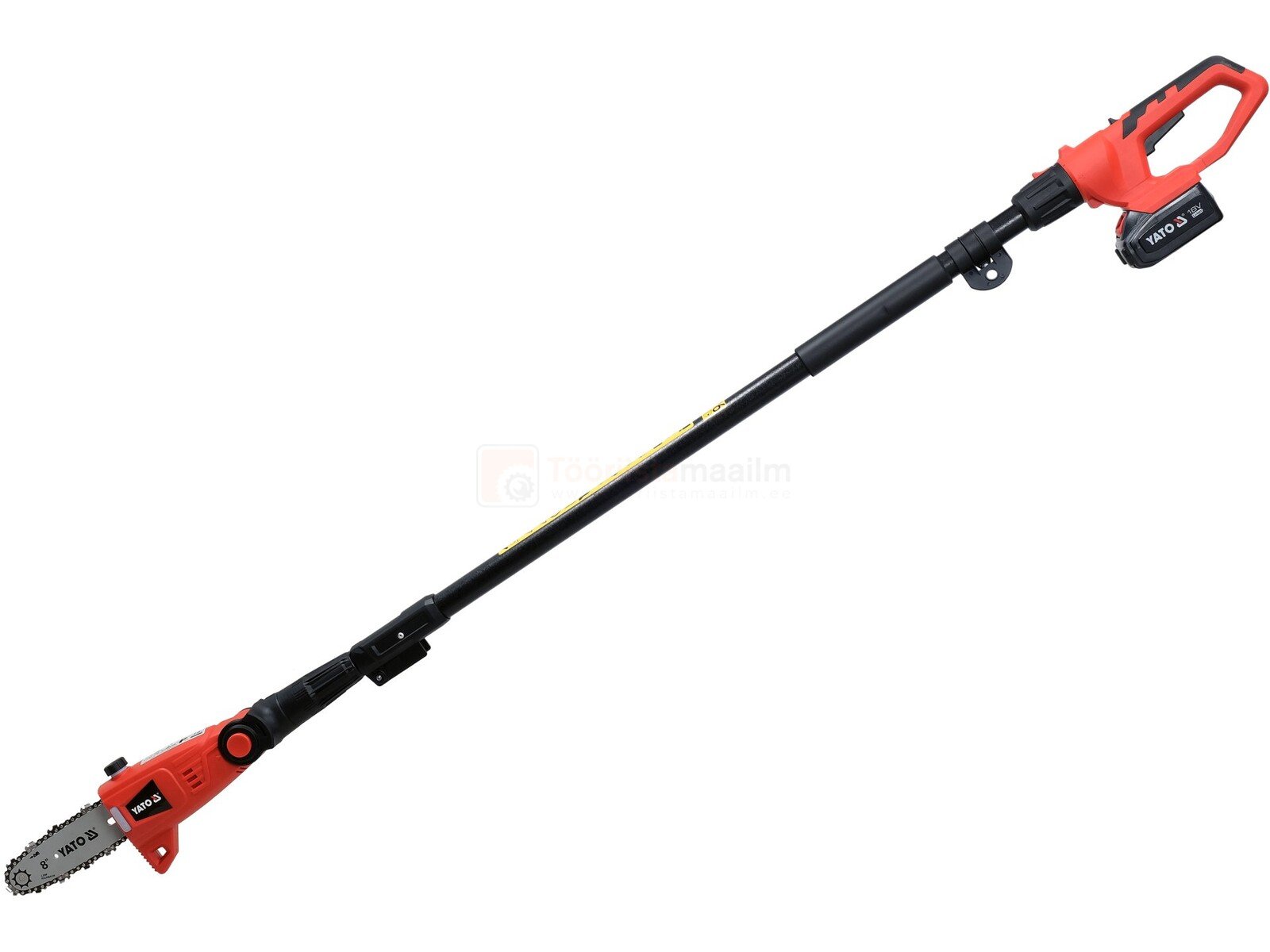 Pildil on Yato multifunktsionaalne 18V - 2AH akutoitega teleskoop-oksasaag, millega saab puuoksi lõigata.