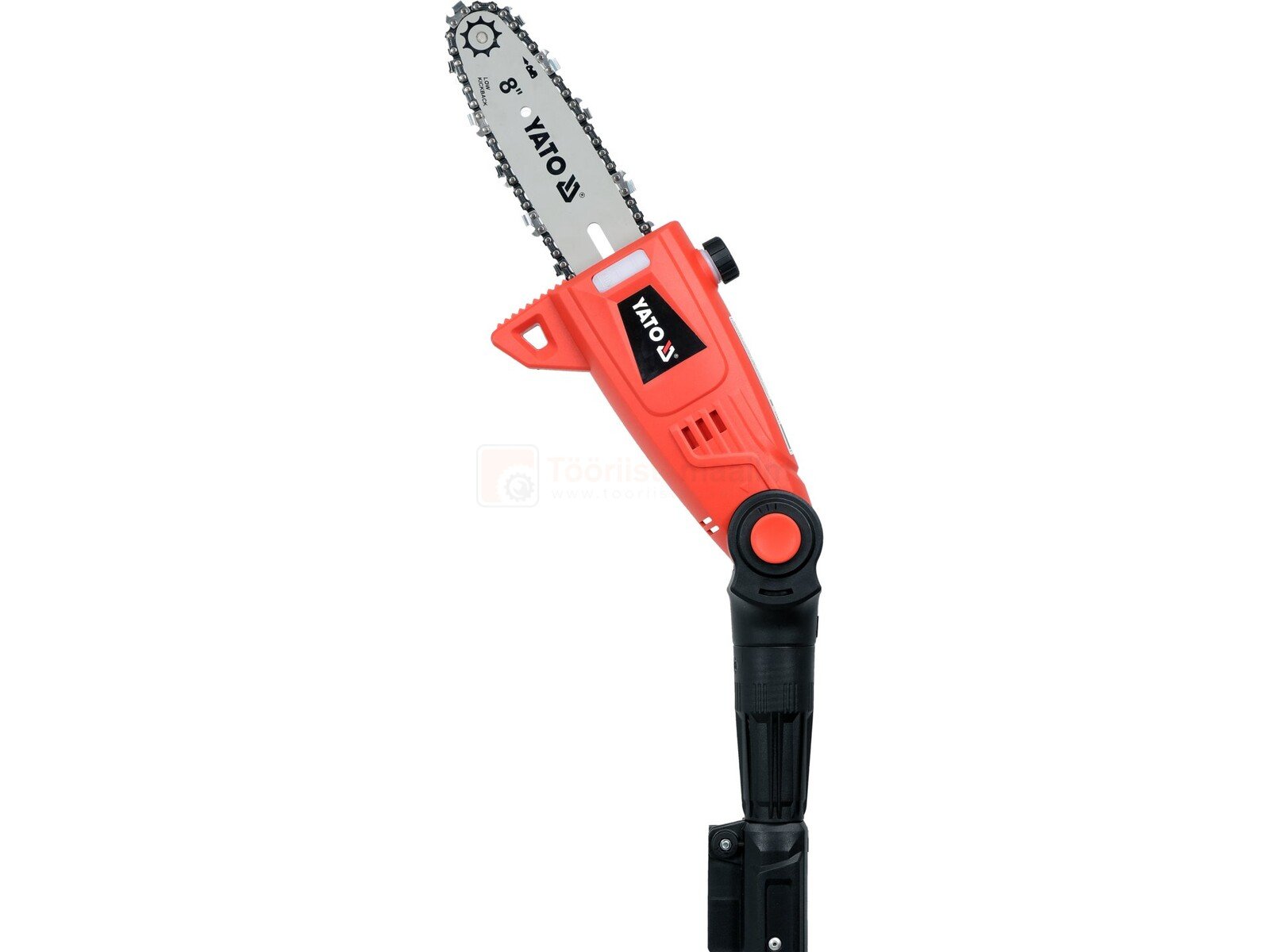 Pildil on Yato kaubamärgi punane ja must multifunktsionaalne saag, mis on mõeldud puude lõikamiseks.