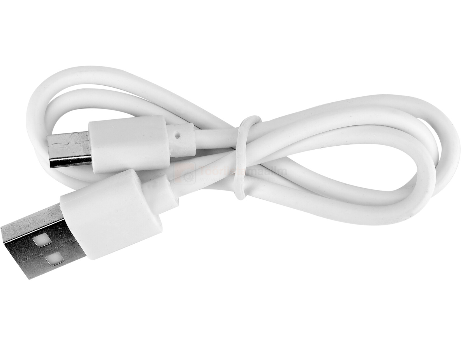 Pildil on valge YATO akutoitel minipuhur-taskulambi laadimiseks mõeldud USB-kaabel.