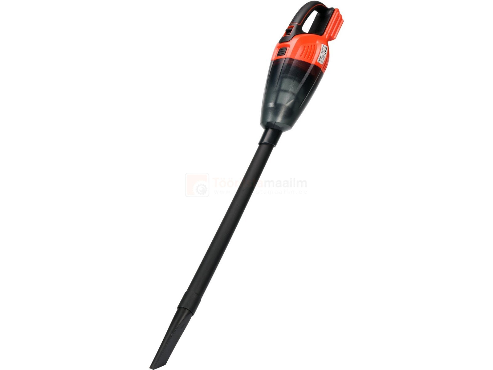 Pildil on musta ja oranži värvi Yato 18 V tolmuimeja, mis on aku ja laadijata.