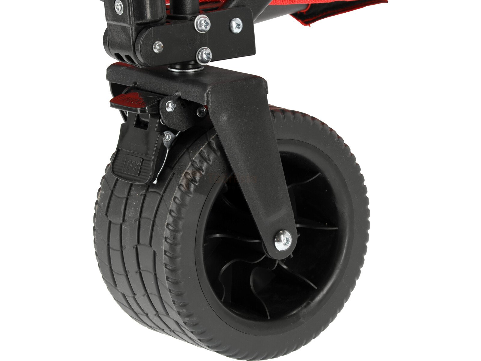 Pildil on näha Yato kokkupandava aia- ja matkakäru ratas koos kinnitusmehhanismiga.