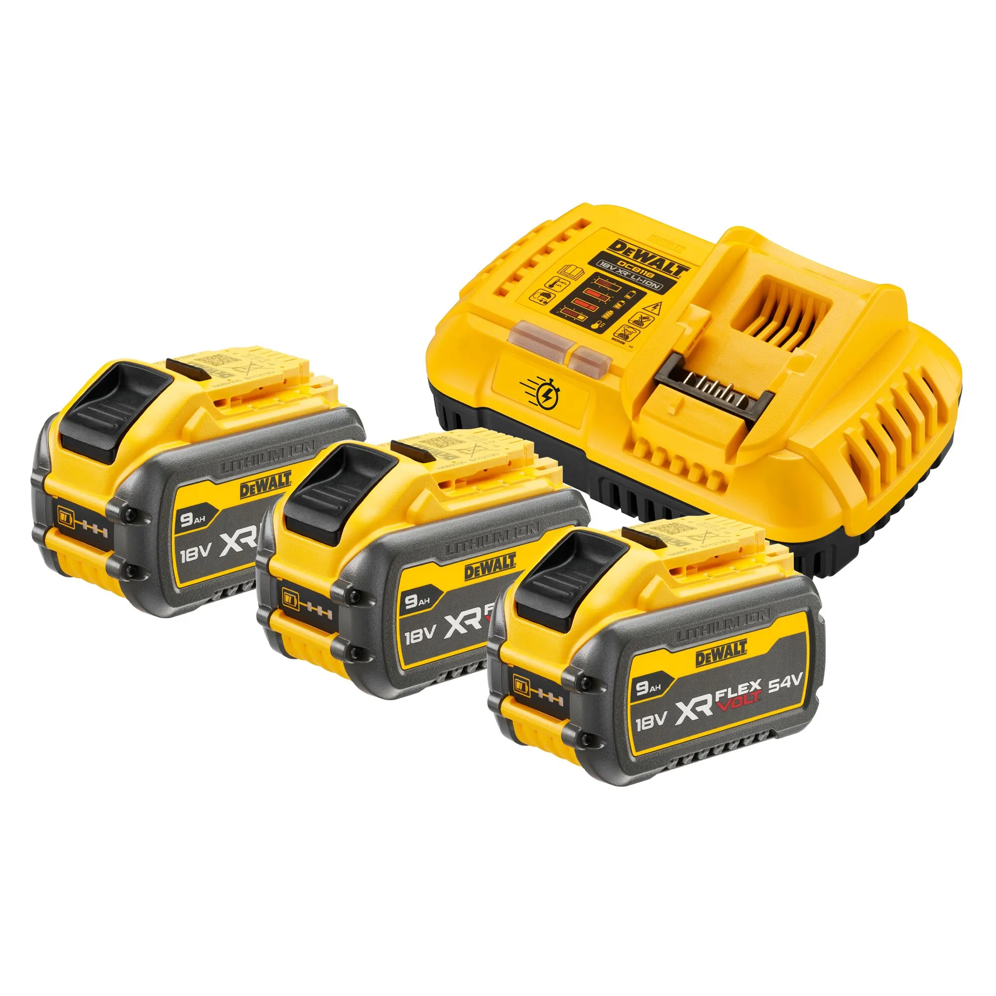 DeWalt fast charger for 18 V XR and FlexVolt batteries + 3 x 9.0 Ah Flexvolt battery