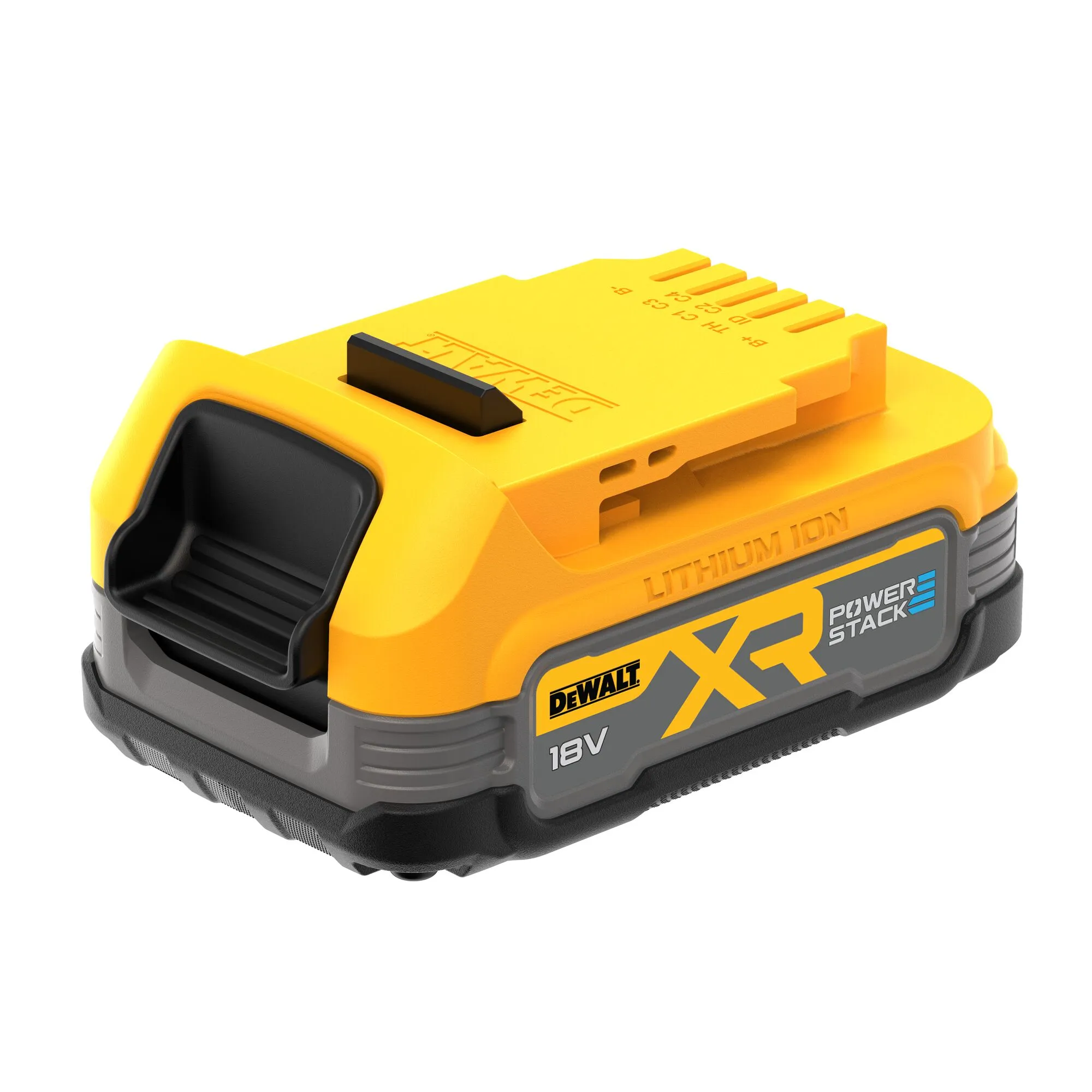Pildil on DeWalt akupakk, mis on kollase ja musta värviga ning millel on 18 V ja XR märgistus.