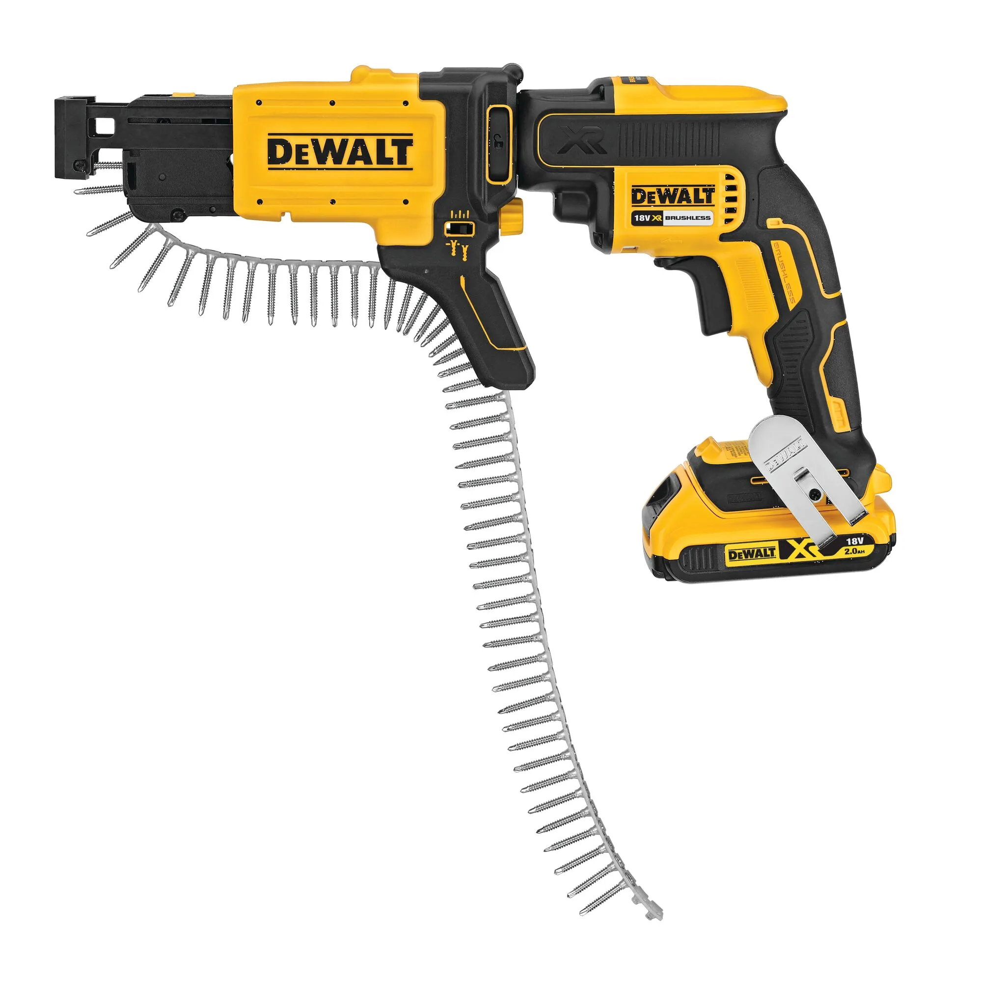 Pildil on DeWalt lindiga kruvide etteande magazin, mis on mõeldud kruvipüstolite jaoks.