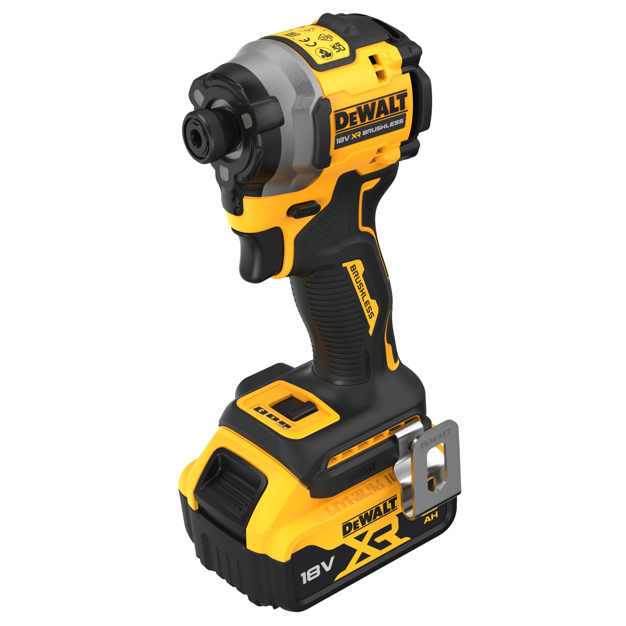 Pildil on DeWalt akulöökkruvikeeraja DCF850P2T, millel on kollane ja must värvilahendus ning mis on varustatud aku ja...