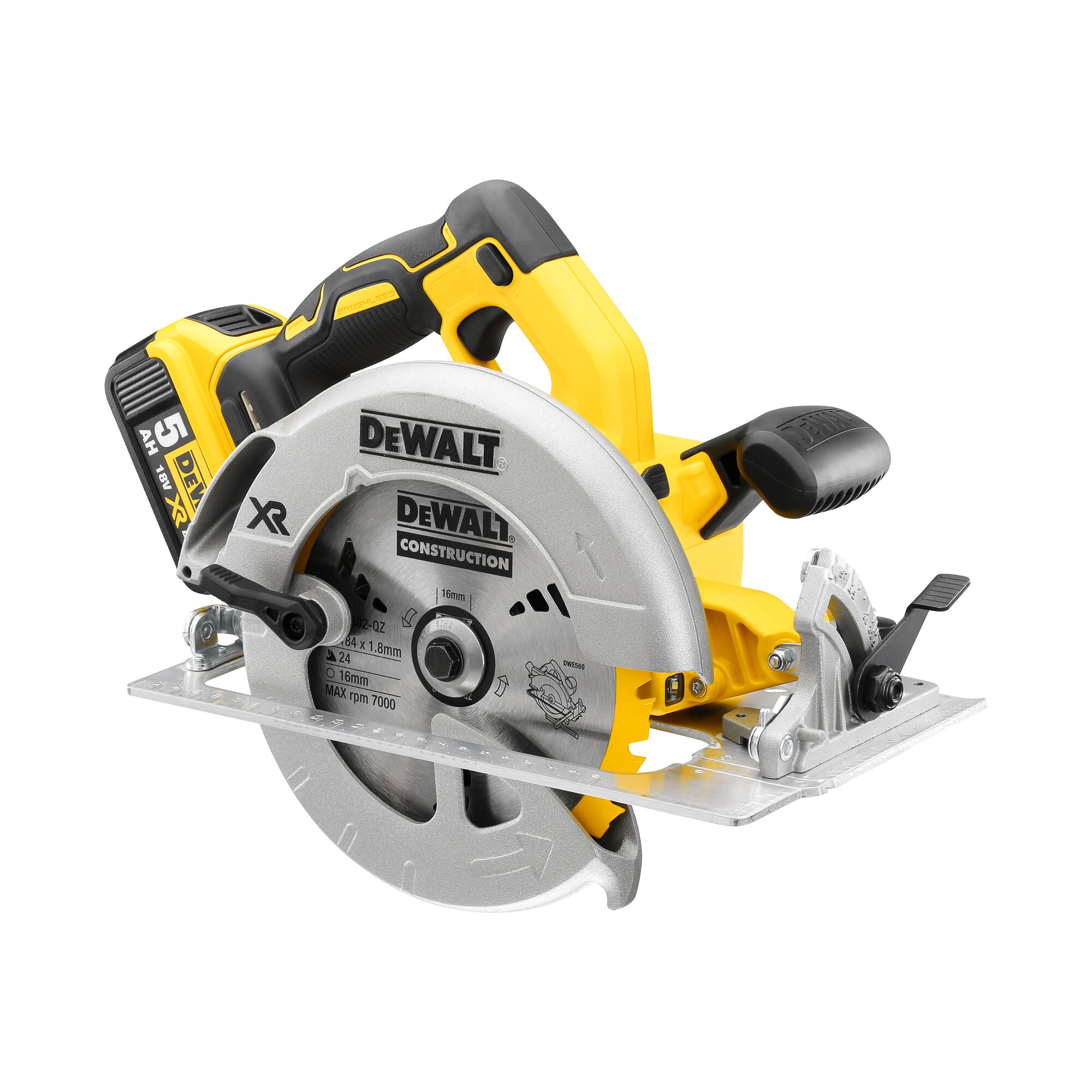 Pildil on DeWalt akuketassaag DCS570P2, mis on valge taustal.