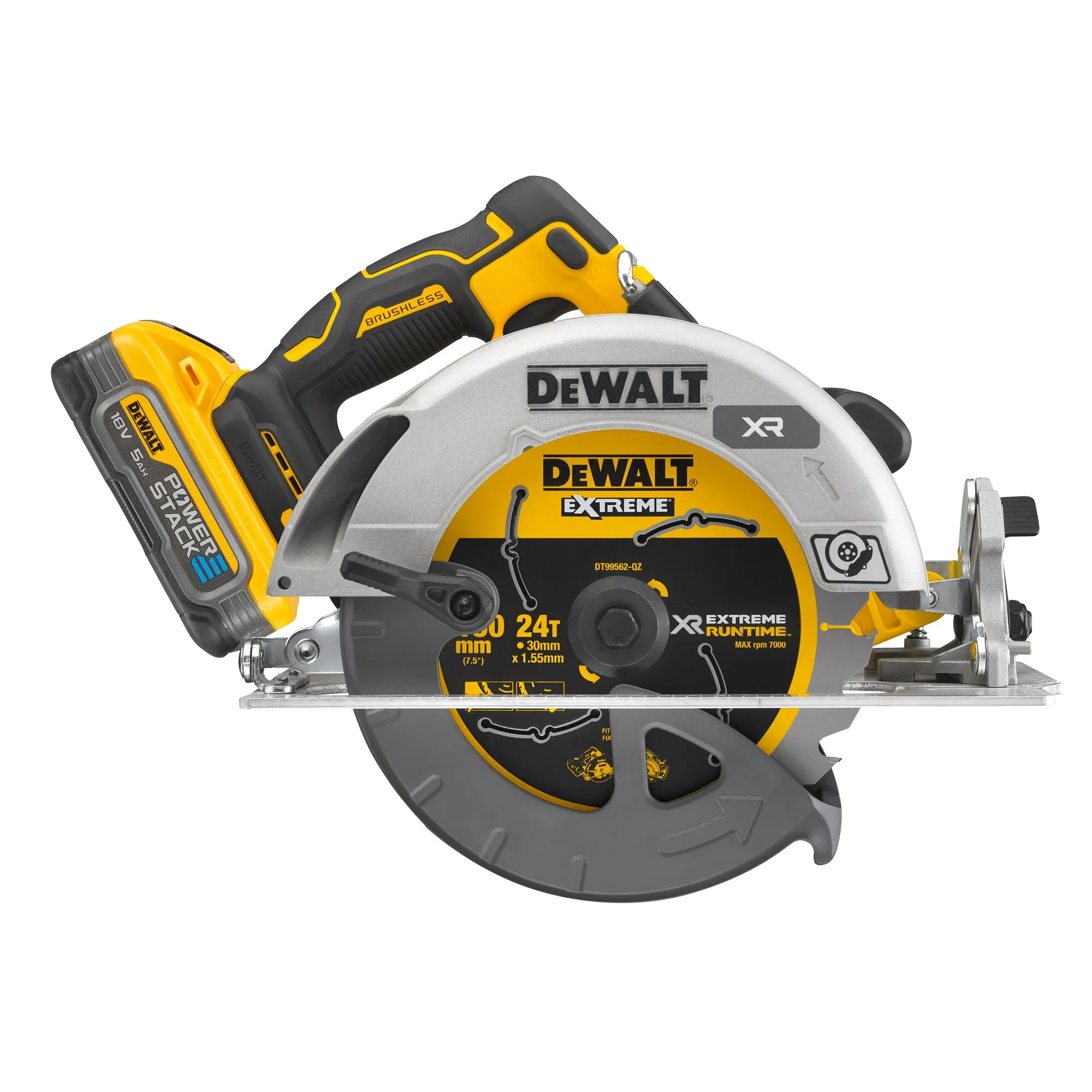 Pildil on Dewalt akuketassaag DCS573H2T koos akuga.