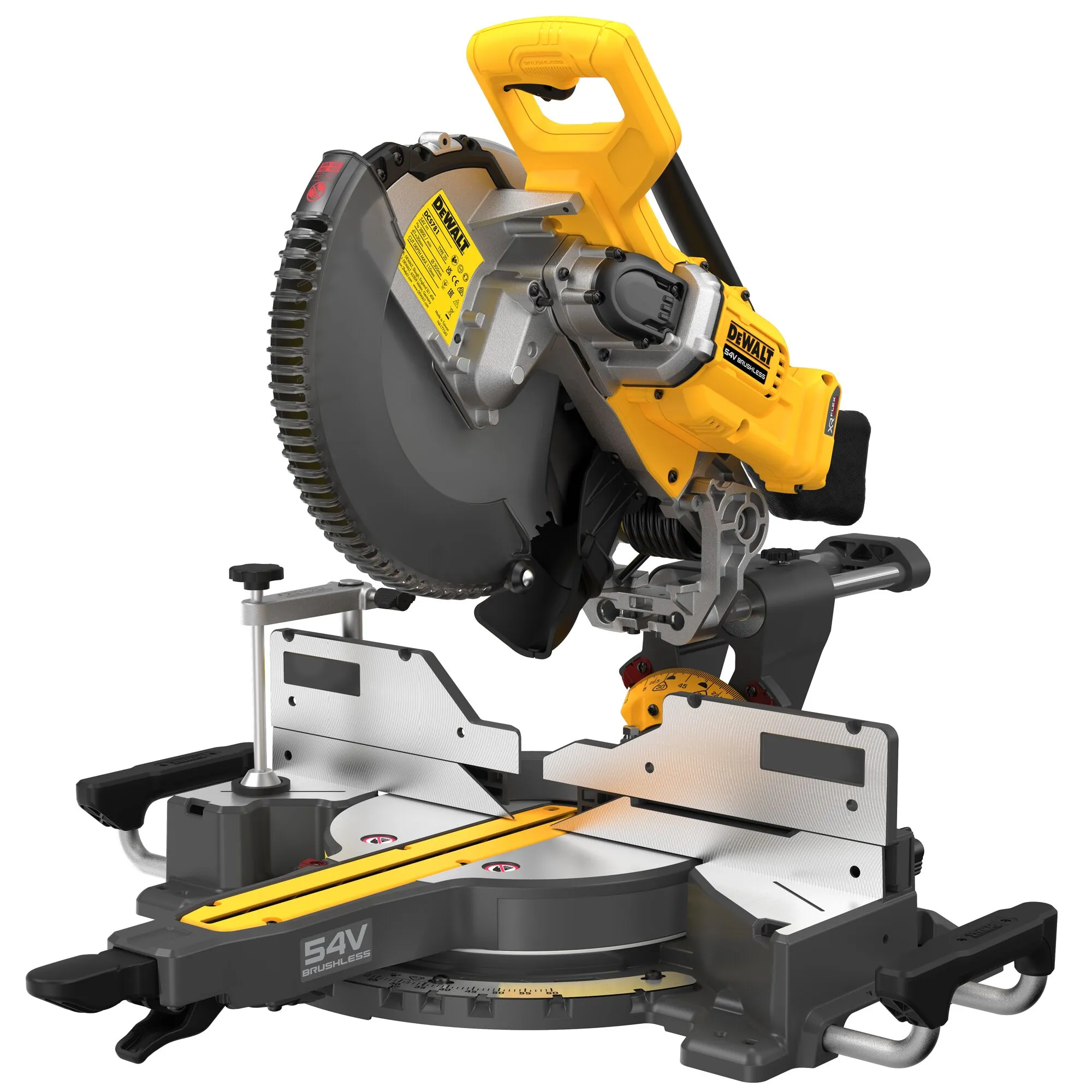 Pildil on näha Dewalt 54V XR 305mm akutoitega miiusaag ilma aku ja laadijata.