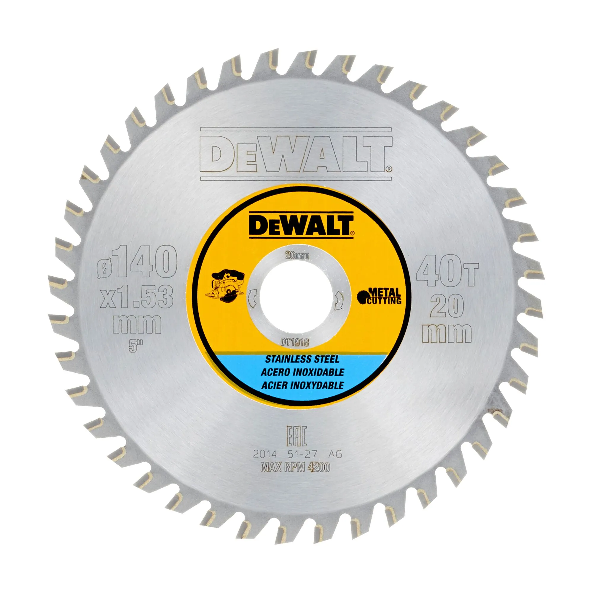 DeWalt пильный диск для нержавеющей стали 140 x 20 мм 40T