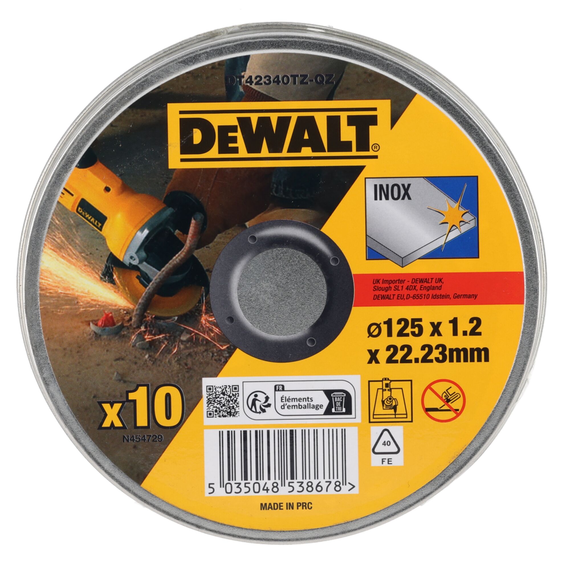 DeWalt lõikeketas 125 x 1,2 INOX DT42340TZ 10 tk