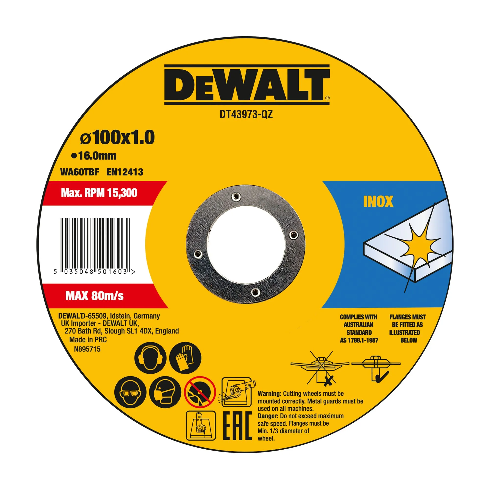 DeWalt режущие диски INOX 100 X 1.2 X 16MM (10 шт)