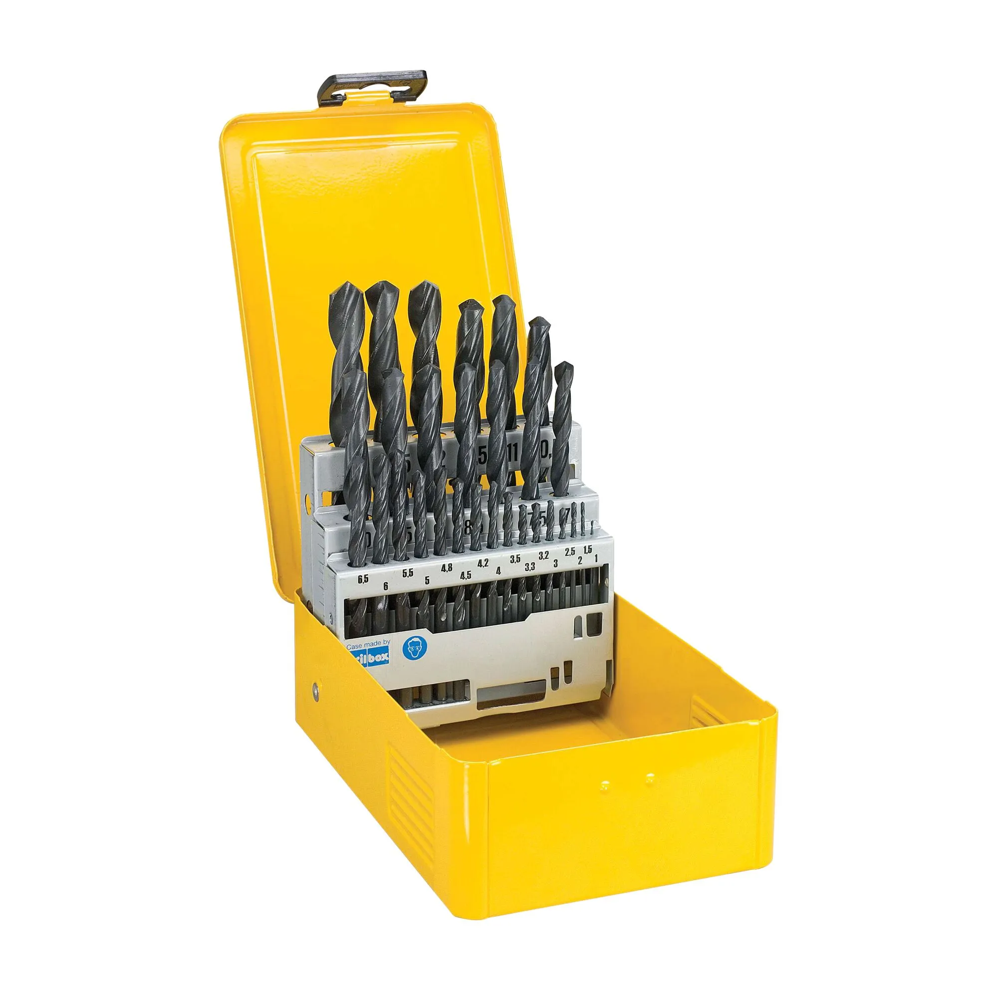 Pildil on näha 29-osaline DeWalt metallipuuride komplekt, mis on kollases metallkarbis.